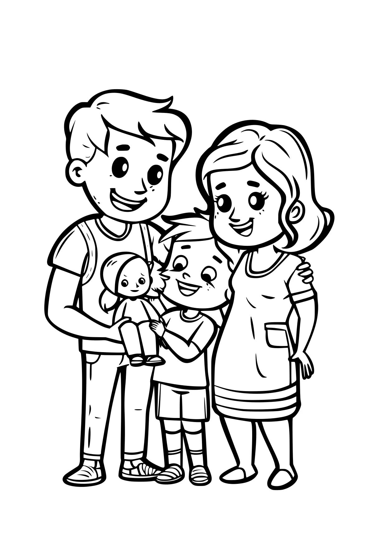 family coloring page children, kids, family, toddlers, childrens, free downloads