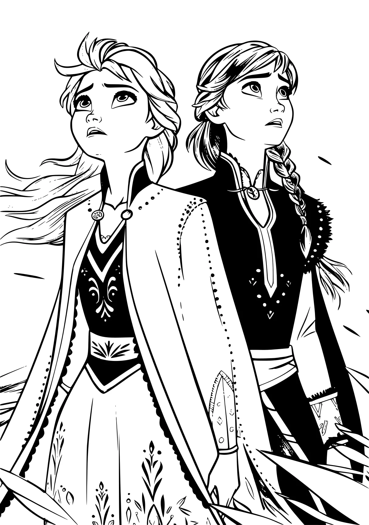 anna and elsa coloring pages dresses, descendants, frozen, zenitsu, girls, free page downloads