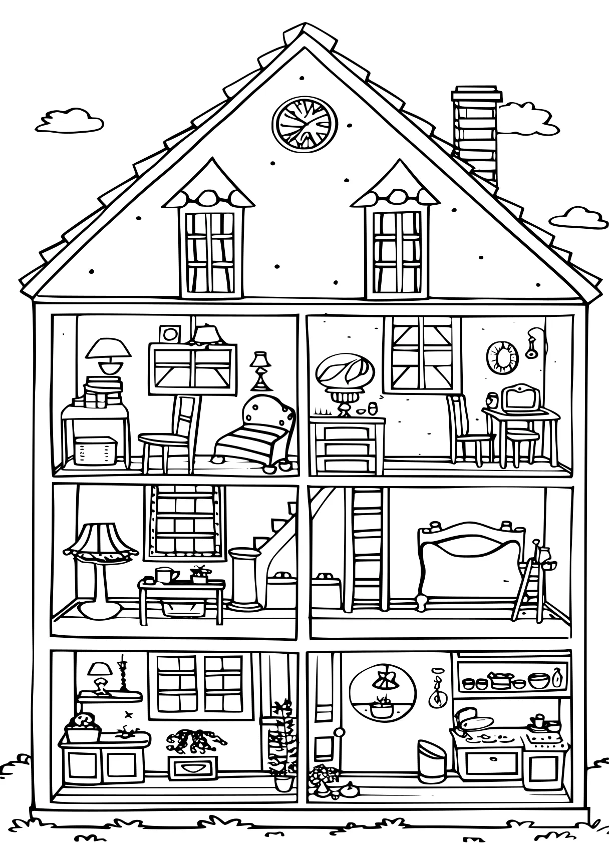 gabby's dollhouse coloring pages, dollhouse, house, worksheet, free page downloads