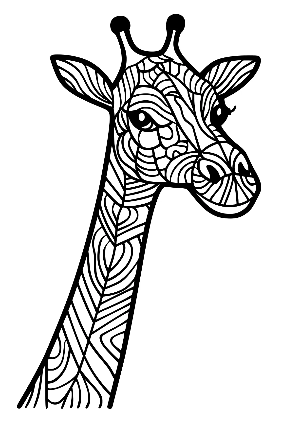 coloring book pages giraffe, zebra, llama, deer, zentangle, free page downloads