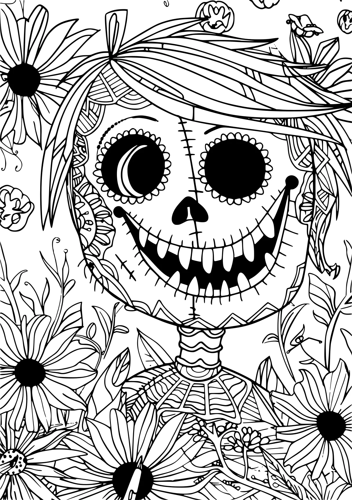 coloring pages for adults halloween muertos, skellington, zentangle, free page downloads