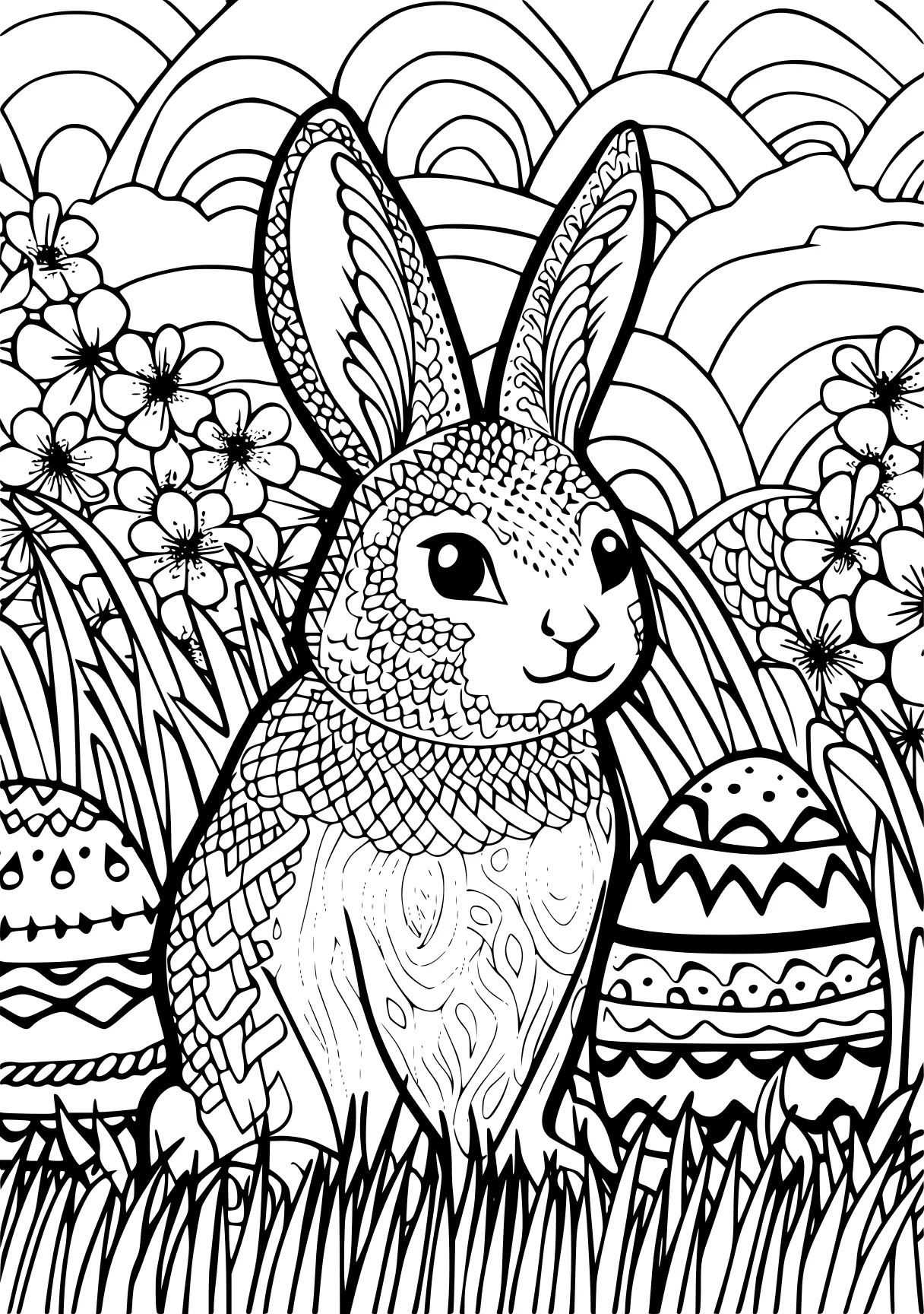 easter coloring sheets zentangle, rabbit, bunny, free page downloads