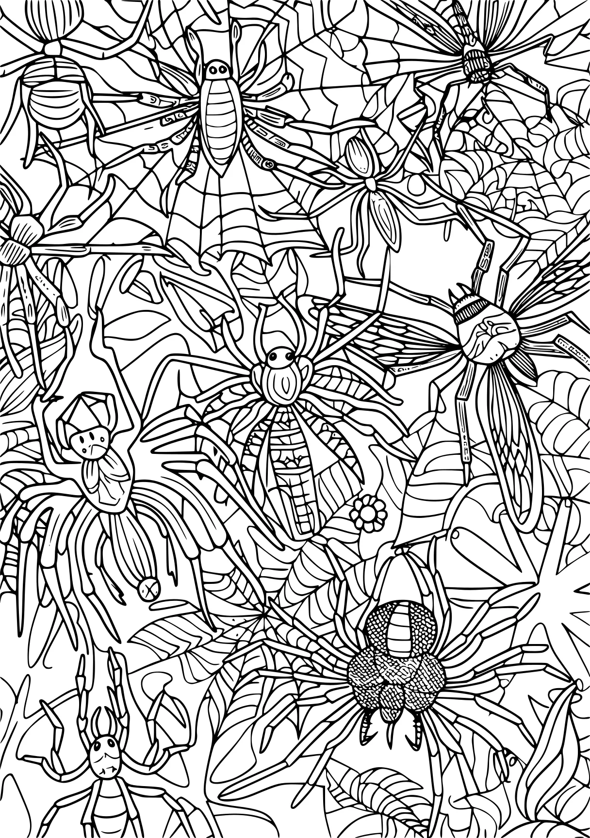 coloring pages insects, zentangle, spider, insects, free page downloads