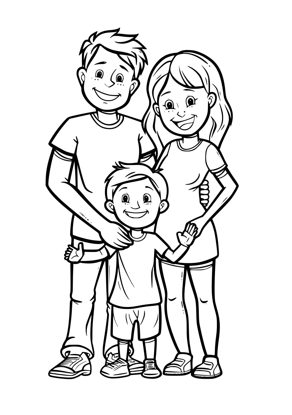 family coloring page, children, kids, family, free downloads