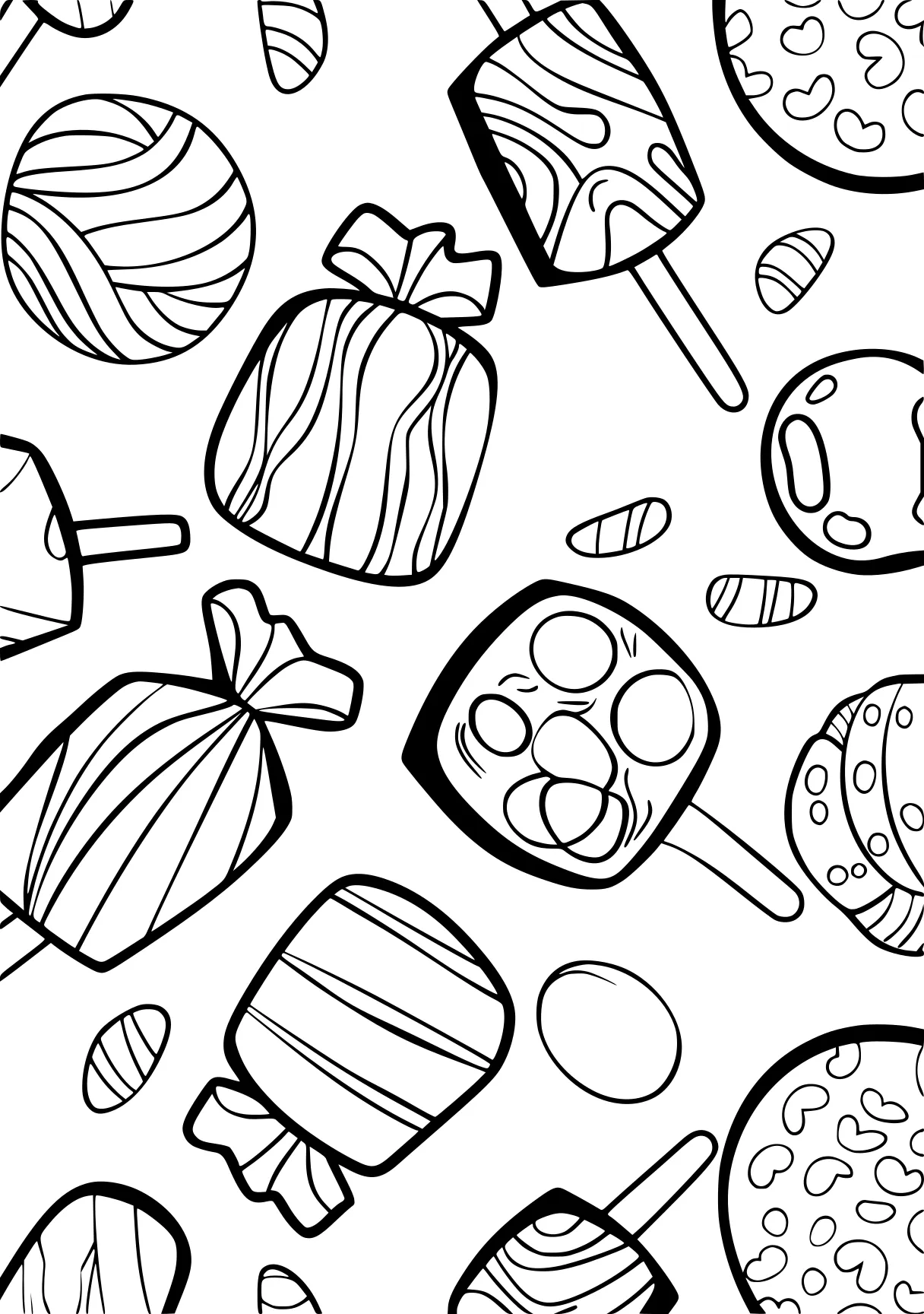 candy coloring page, foods, pattern, illustrator, free downloads