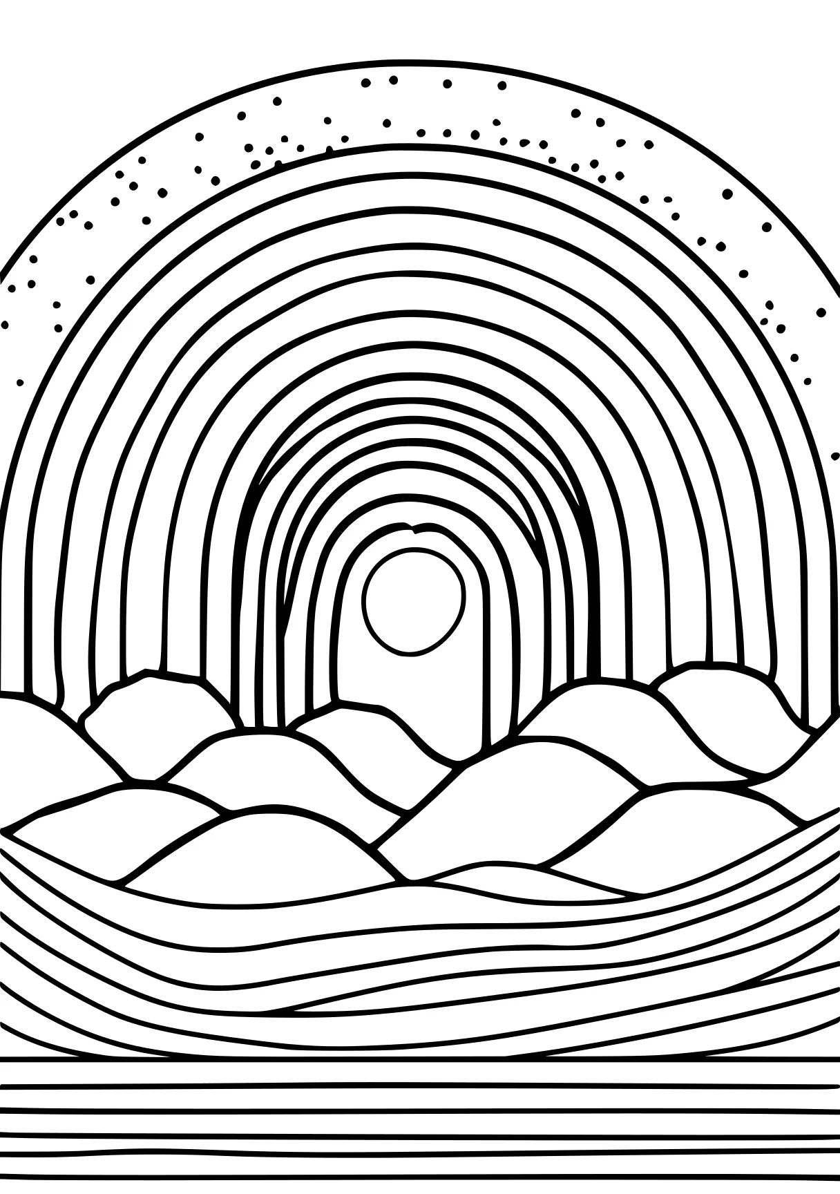 rainbow coloring pages, lines, circle, zentangle, free page downloads