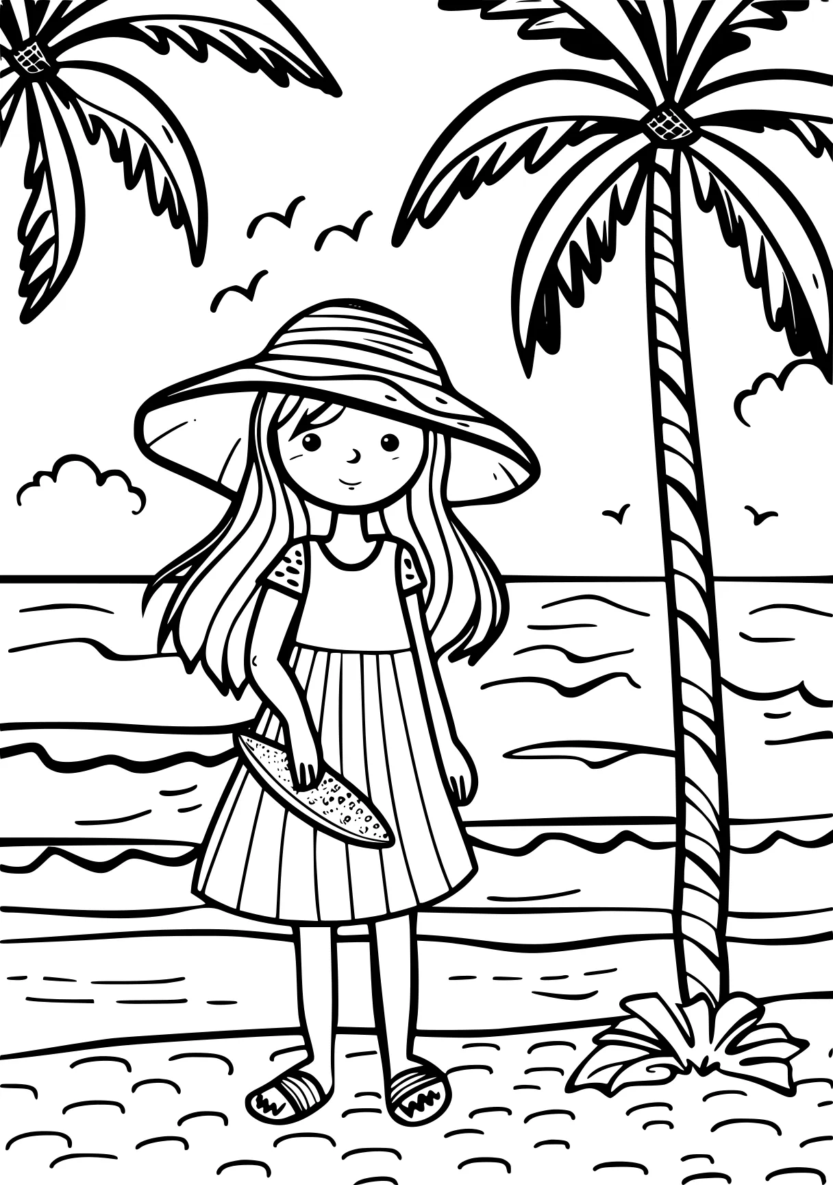 beach coloring pages, beach, coloring, palm, free page downloads