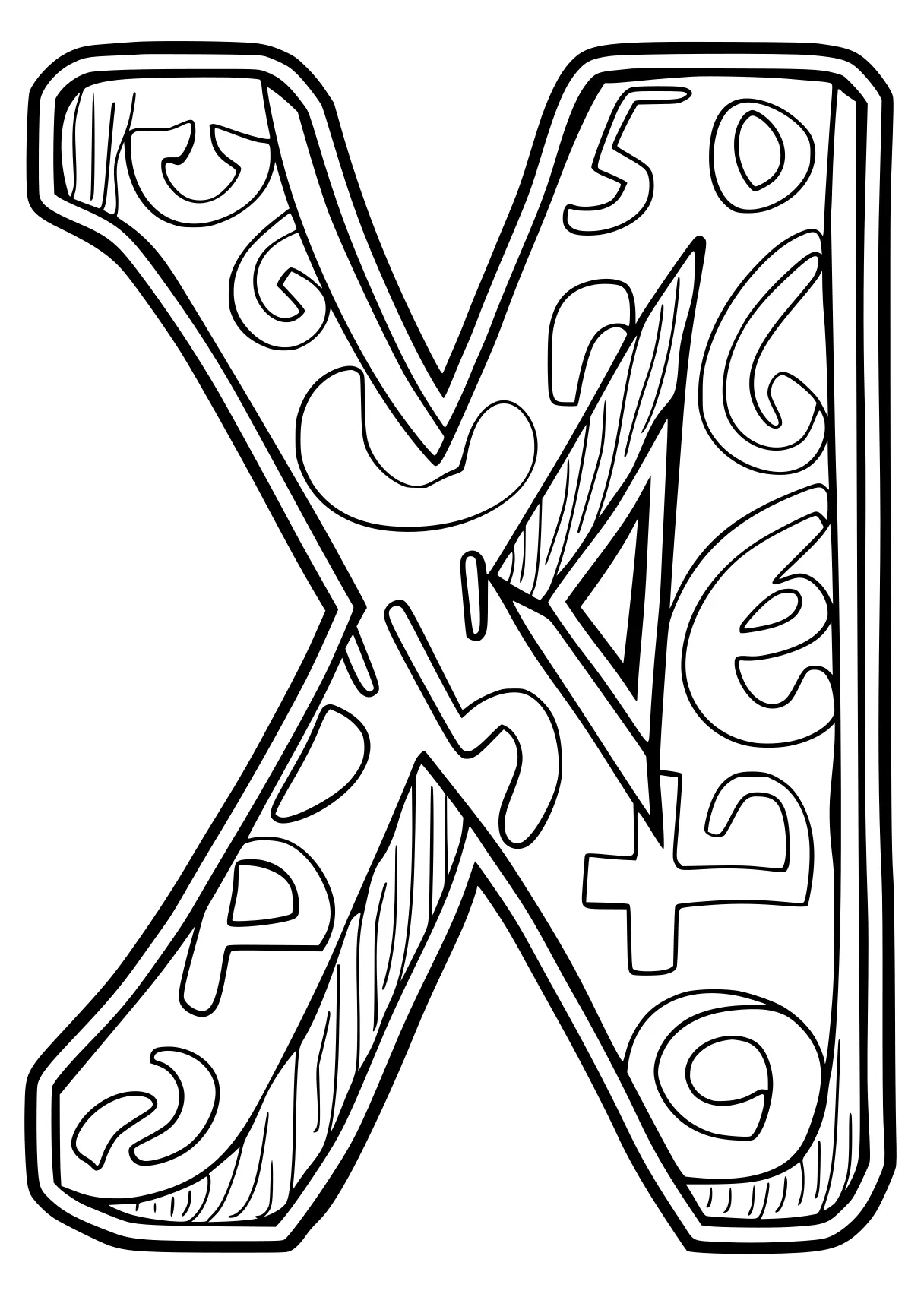 alphabet coloring book xavier, x, xxtenations, free page downloads