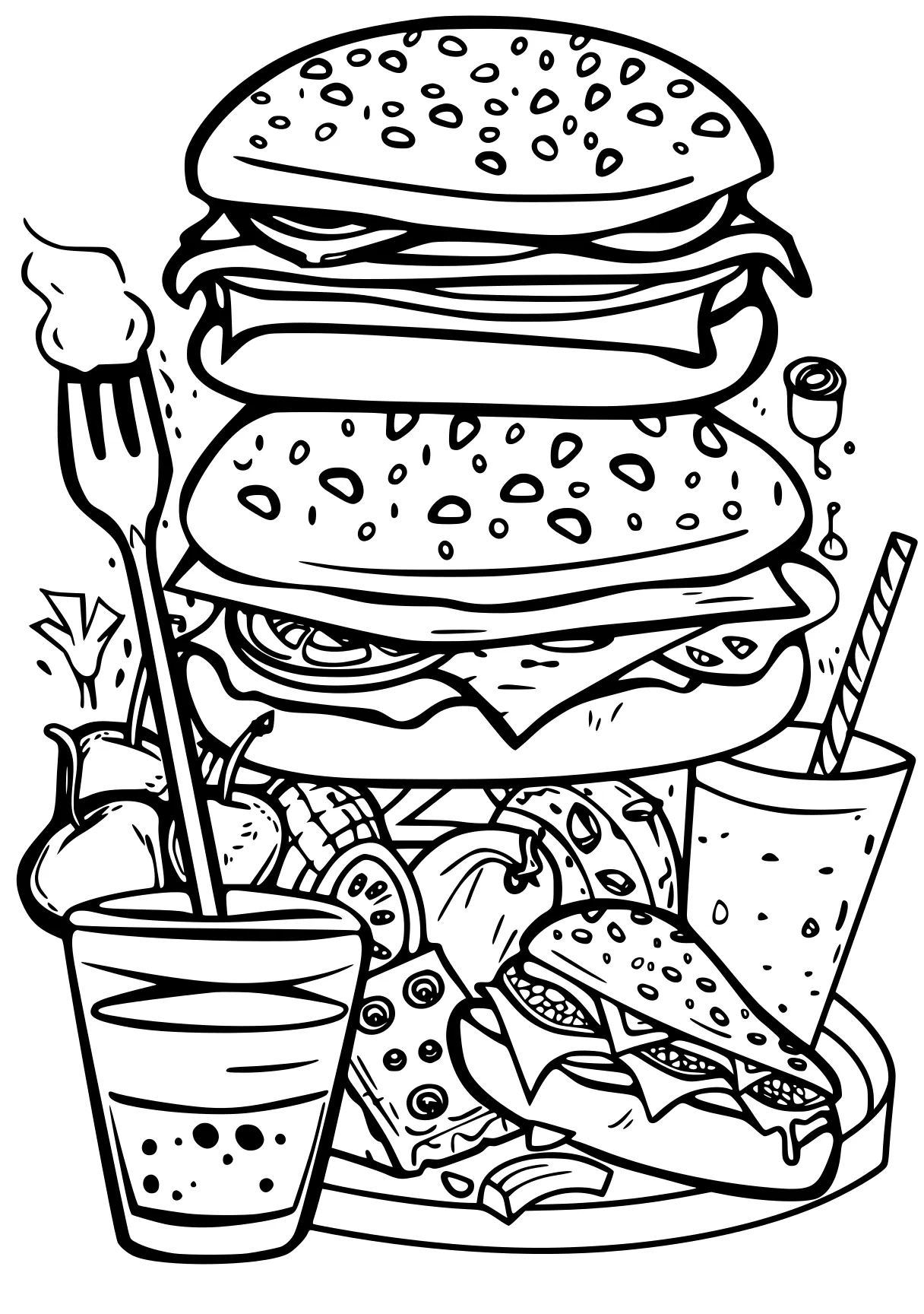 food coloring pages burger, illustrator, food, foods, free page downloads