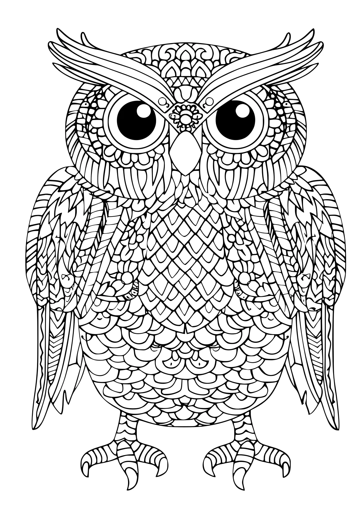 coloring pages hard owl, zentangle, illustrator, free page downloads