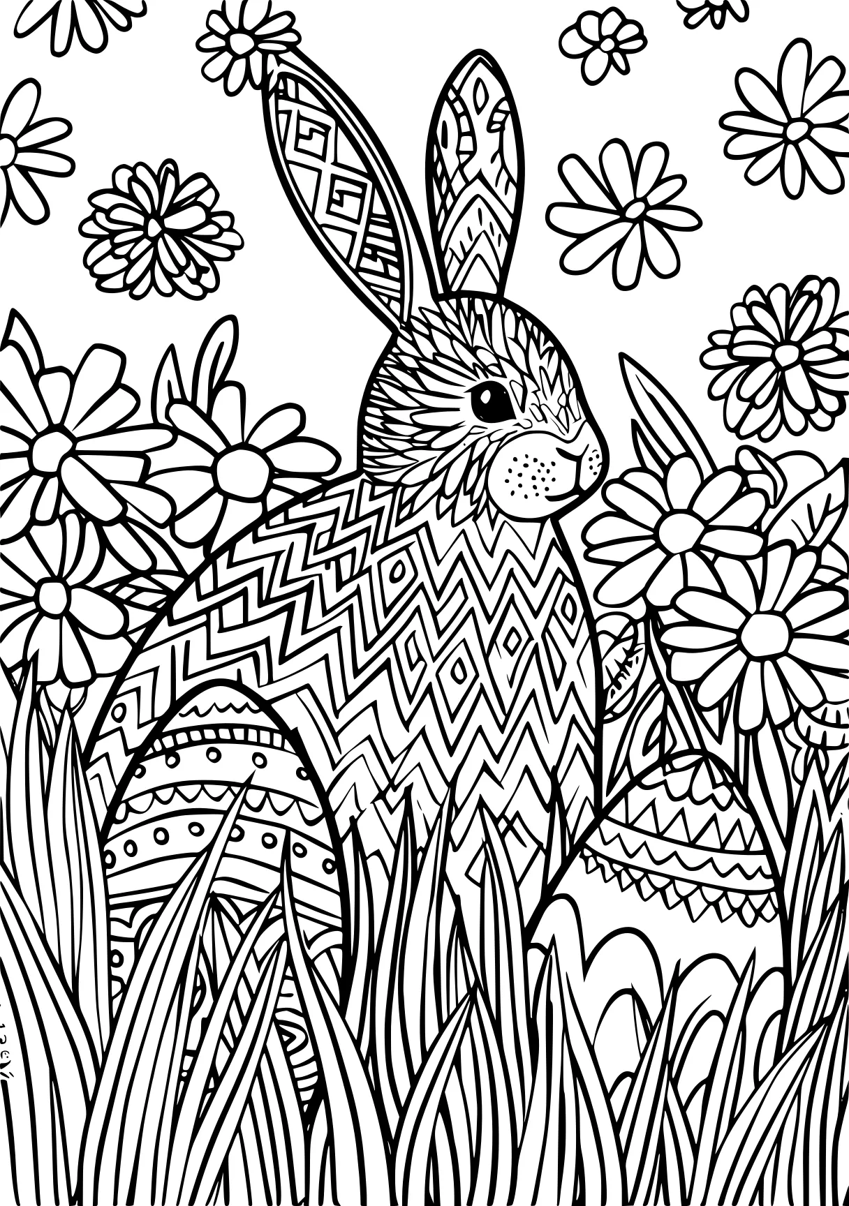 free printable easter coloring pages, zentangle, colouring, rabbit, page downloads