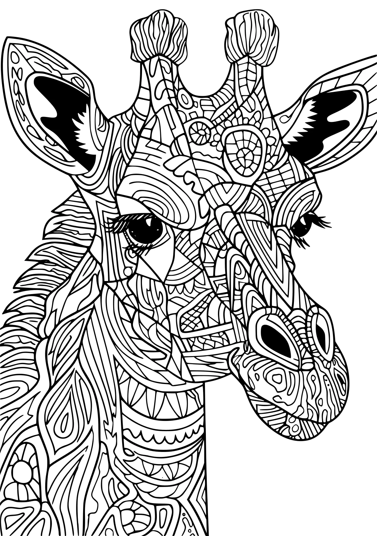 coloring pages for adults online zentangle, giraffe, rhino, free page downloads