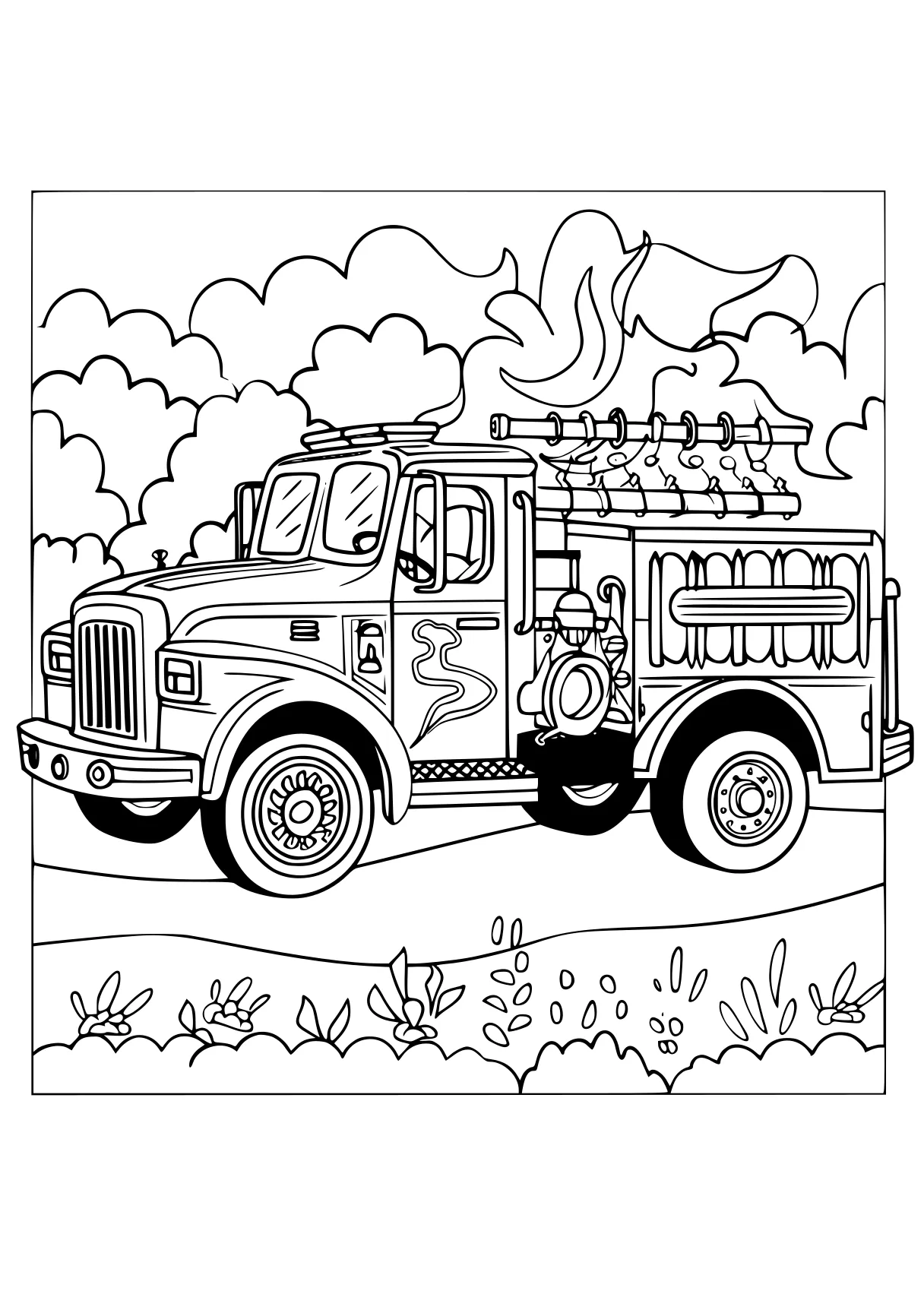 fire engine colouring pages, truck, transportation, ambulance, free coloring page downloads