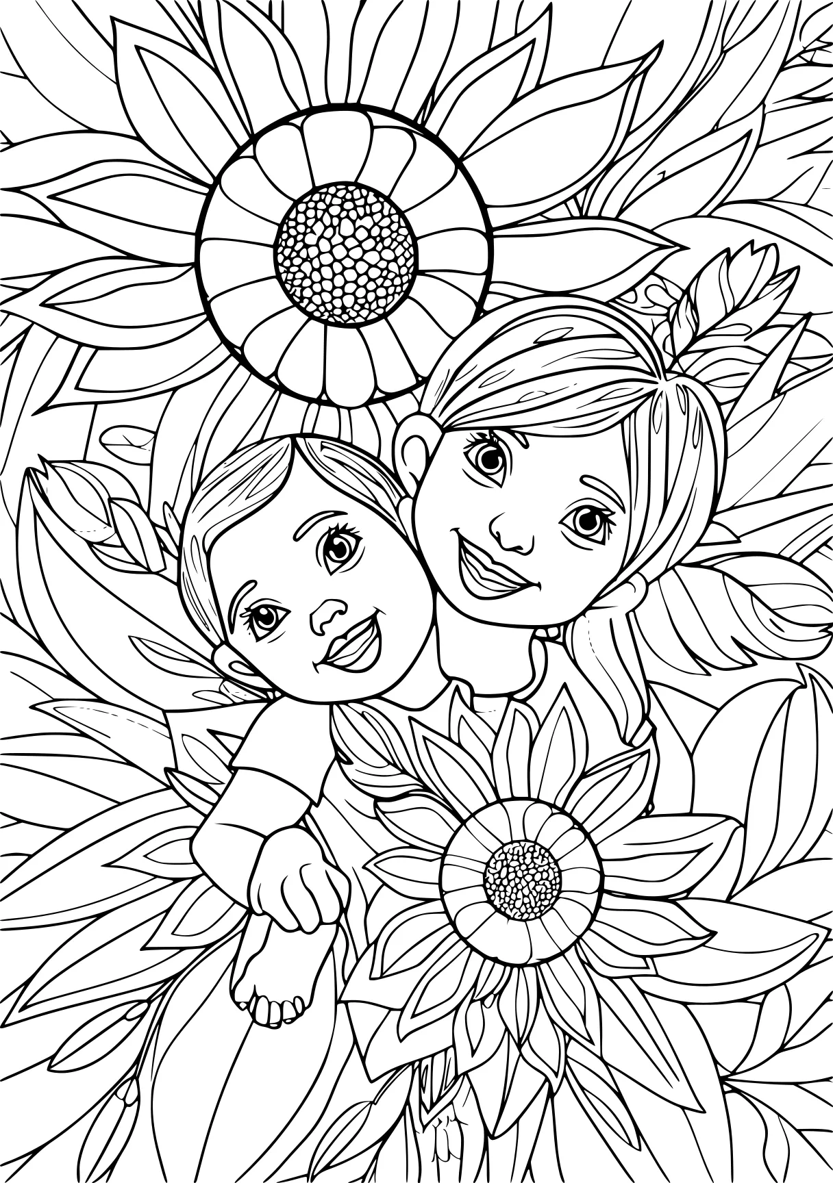 mothers day coloring sheet, sunflower, zentangle, printables, free page downloads