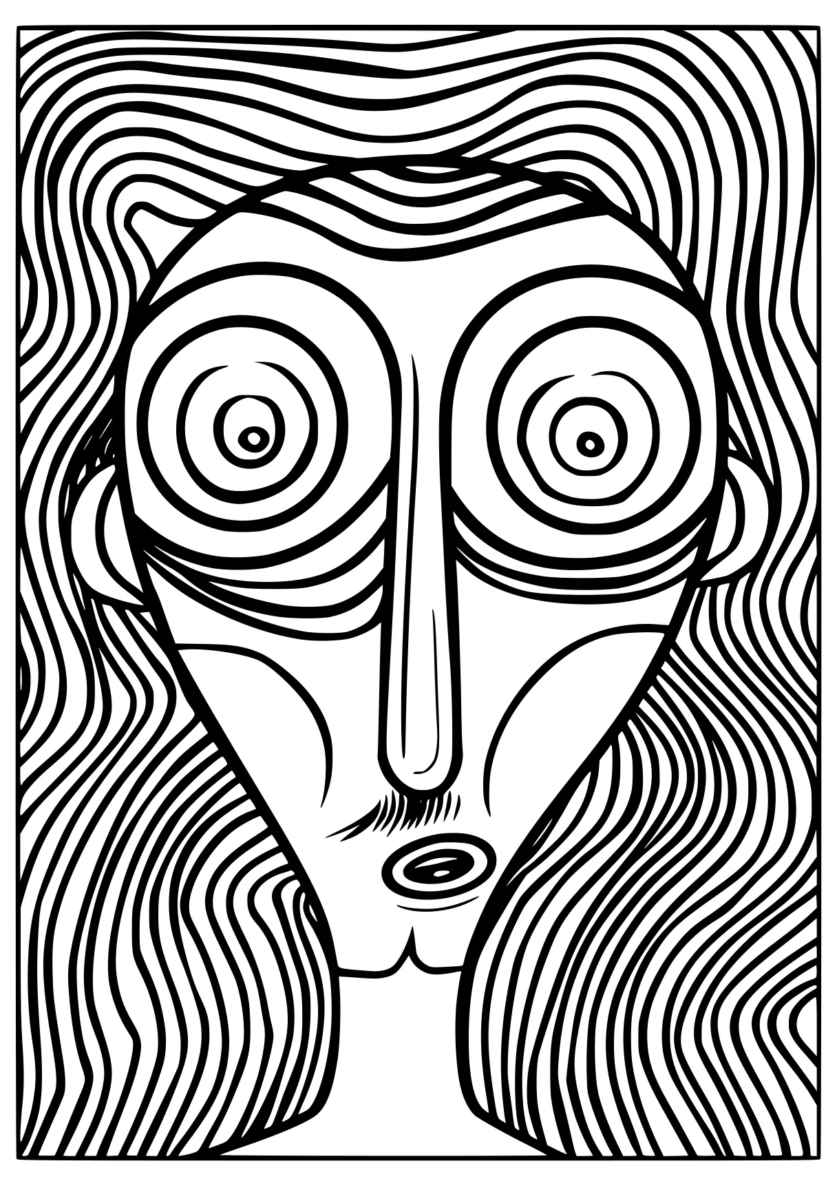 free adult coloring face, lines, zentangle, mask, page downloads