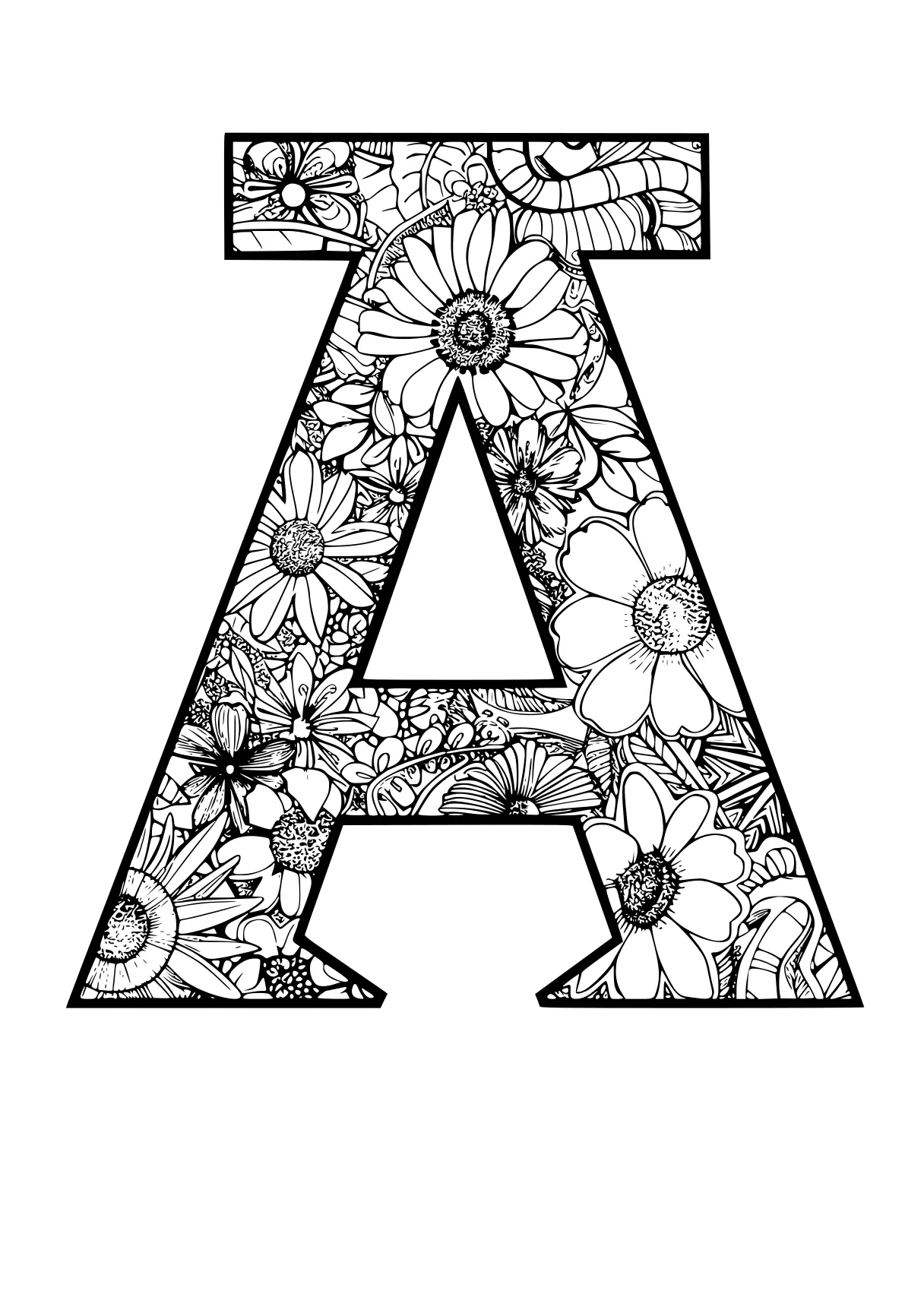 letter a coloring pages a4, illustrator, a, floral, an, free page downloads