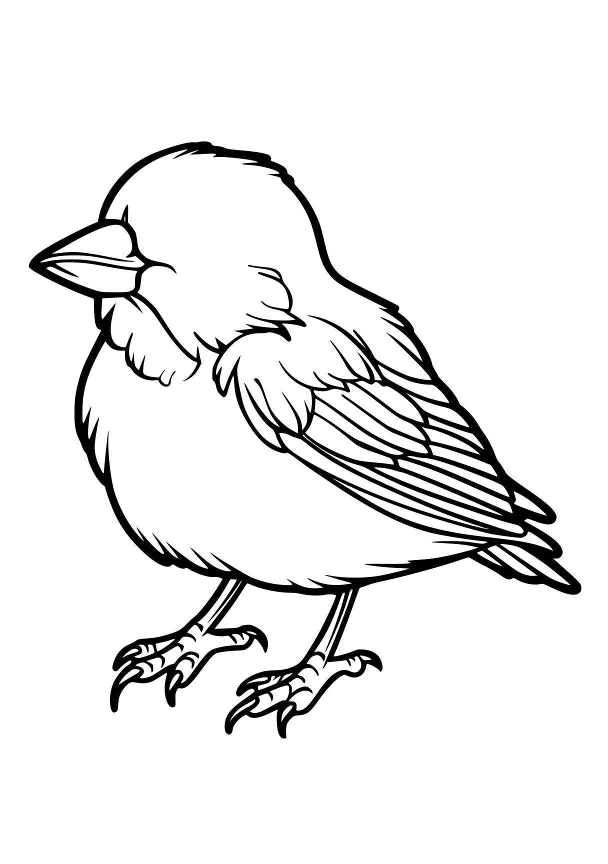 bird coloring pages printable, KIDS page for kids style of book, empty background, super thick black vector lines, and white, Black-and-white Bold Outlined Thick-lined Flat 2D, Simple, Clean, Cartoonish, Unfilled, Solid, Playful  shading shadow text fonts letters watermark words typography slogans strokes sketch signature gray grey dither dithering grayscale 70:99