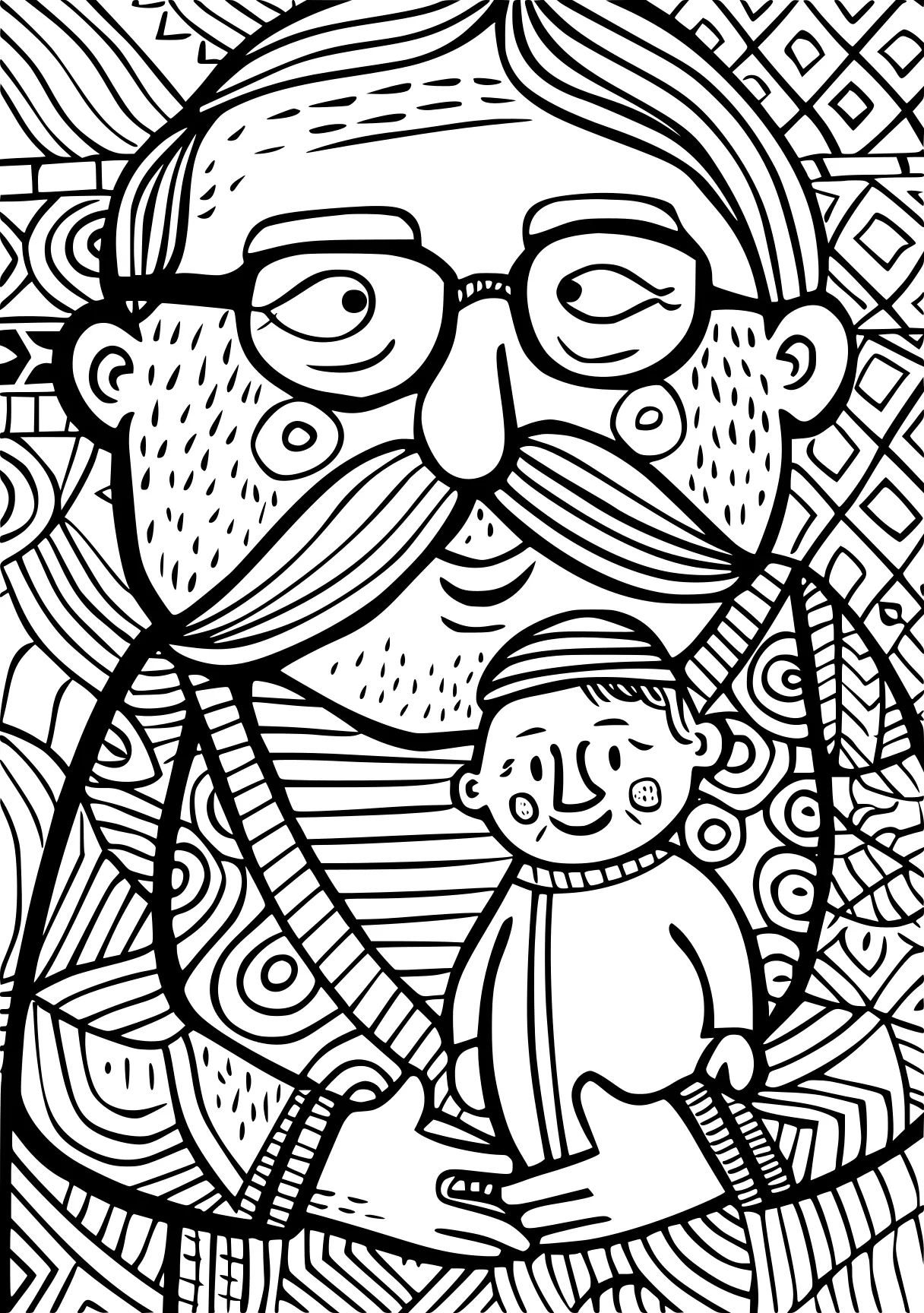 father's day coloring pages, illustrator, zentangle, grandpa, free page downloads