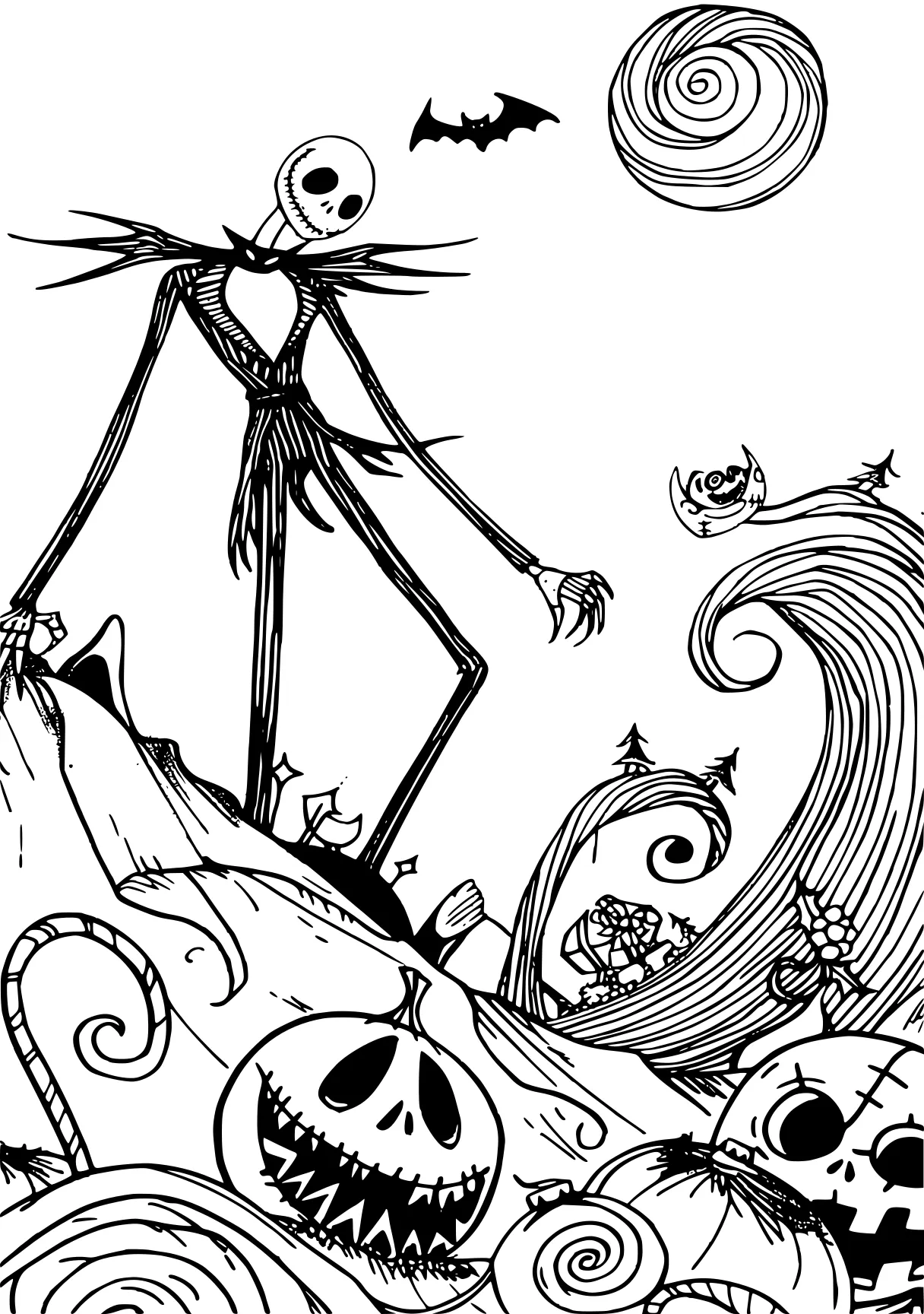 nightmare before christmas coloring page skellington, vampirina, coraline, skeleton, scarecrow, free downloads