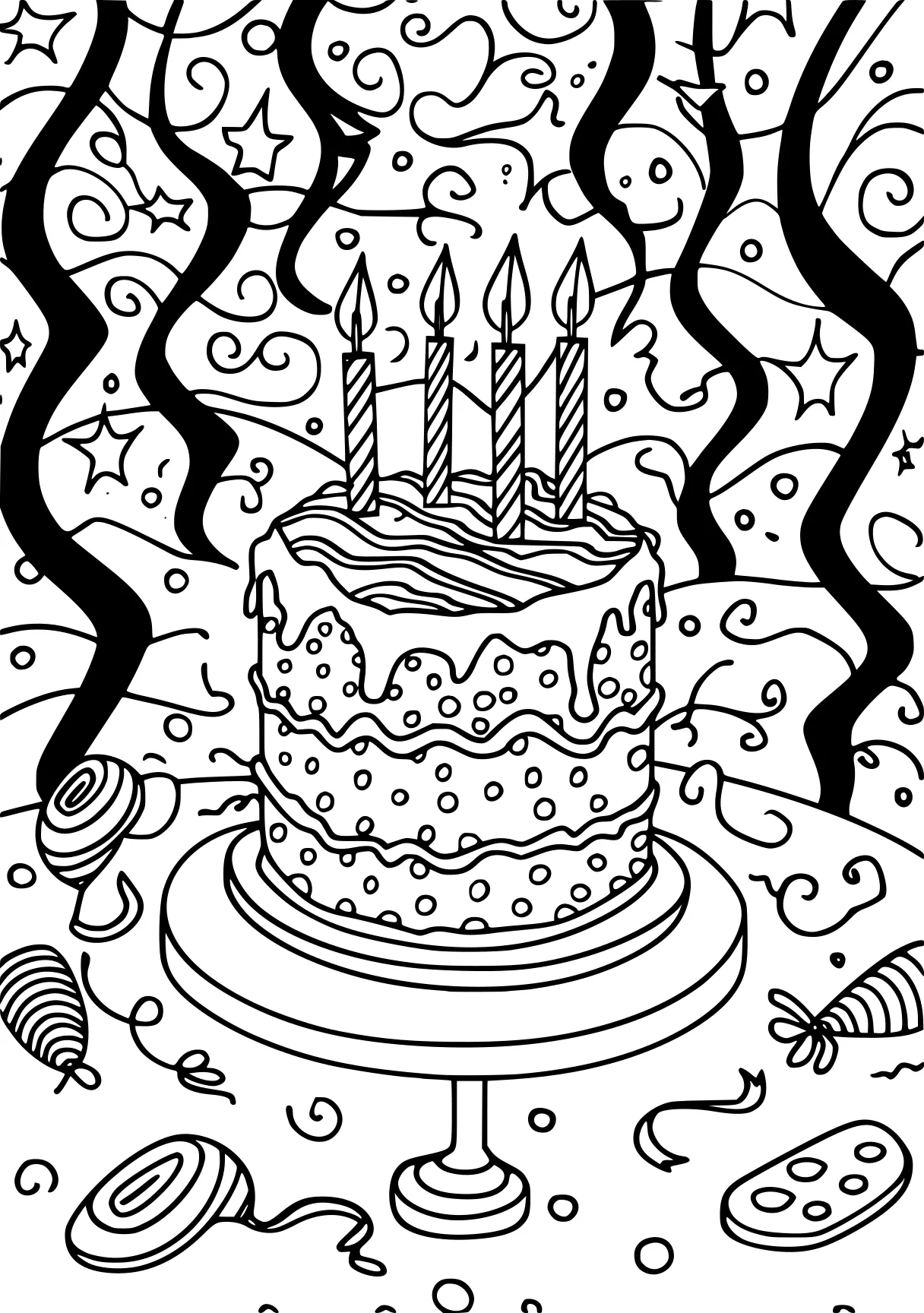 birthday coloring sheets, cake, birthday, zentangle, free page downloads