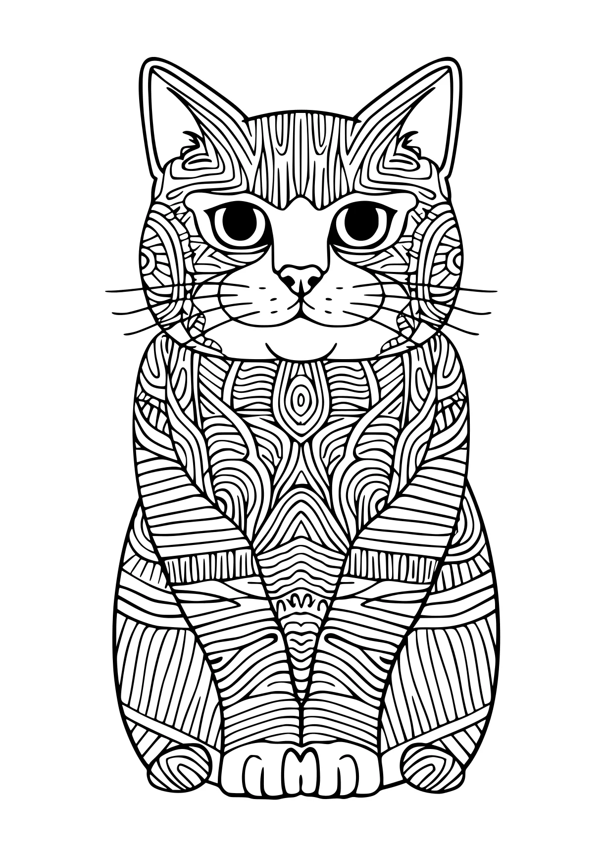 cat coloring, cat, zentangle, illustrator, free page downloads