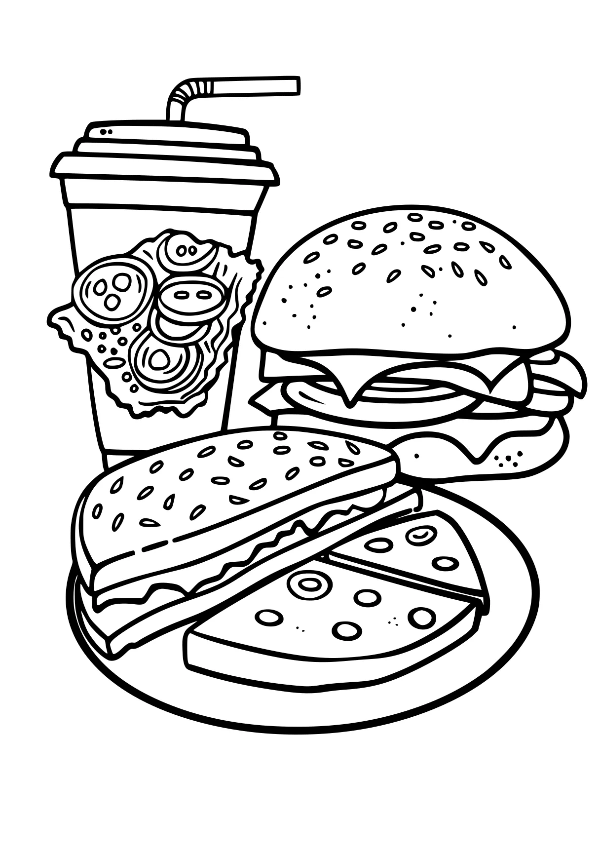 food coloring sheets burger, foods, illustrator, free page downloads