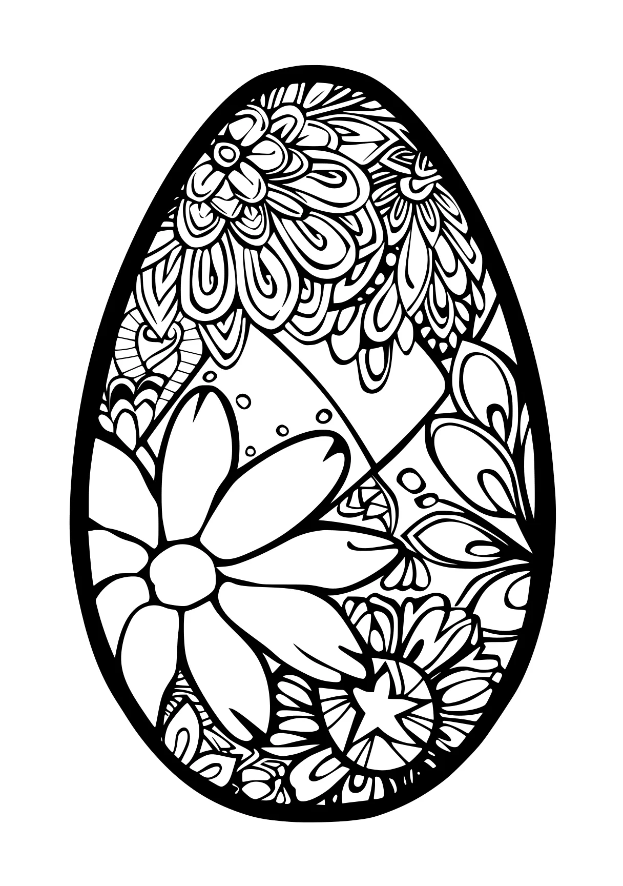 easter egg printable coloring pages, ornament, tulip, zentangle, free page downloads