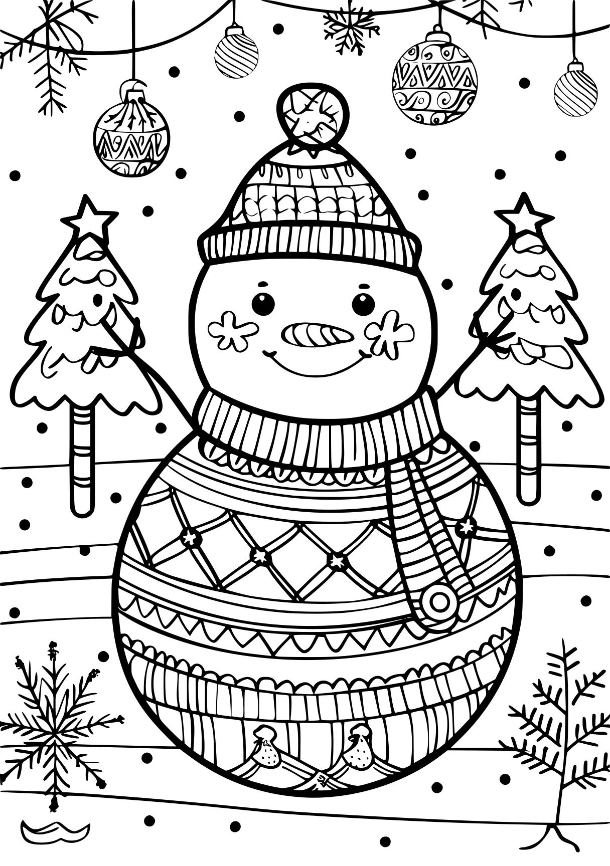 christmas coloring pictures ornament, snowman, zentangle, free page downloads