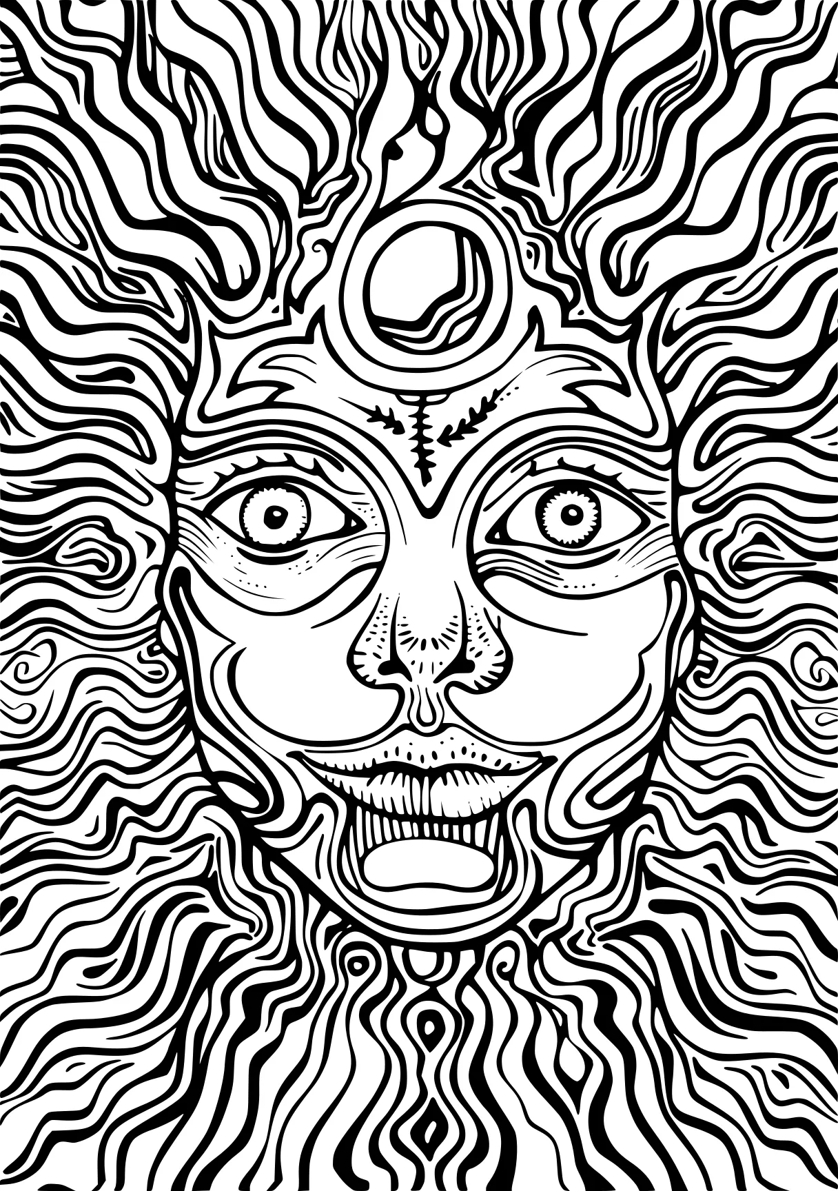 trippy coloring pages for adults zentangle, digital, illustrator, acid, avatar, free page downloads