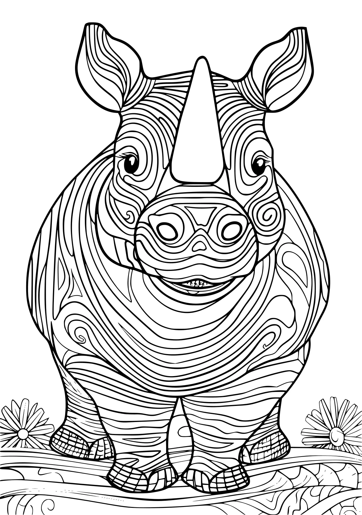 free coloring pages pdf format rhino, pig, hippo, page downloads