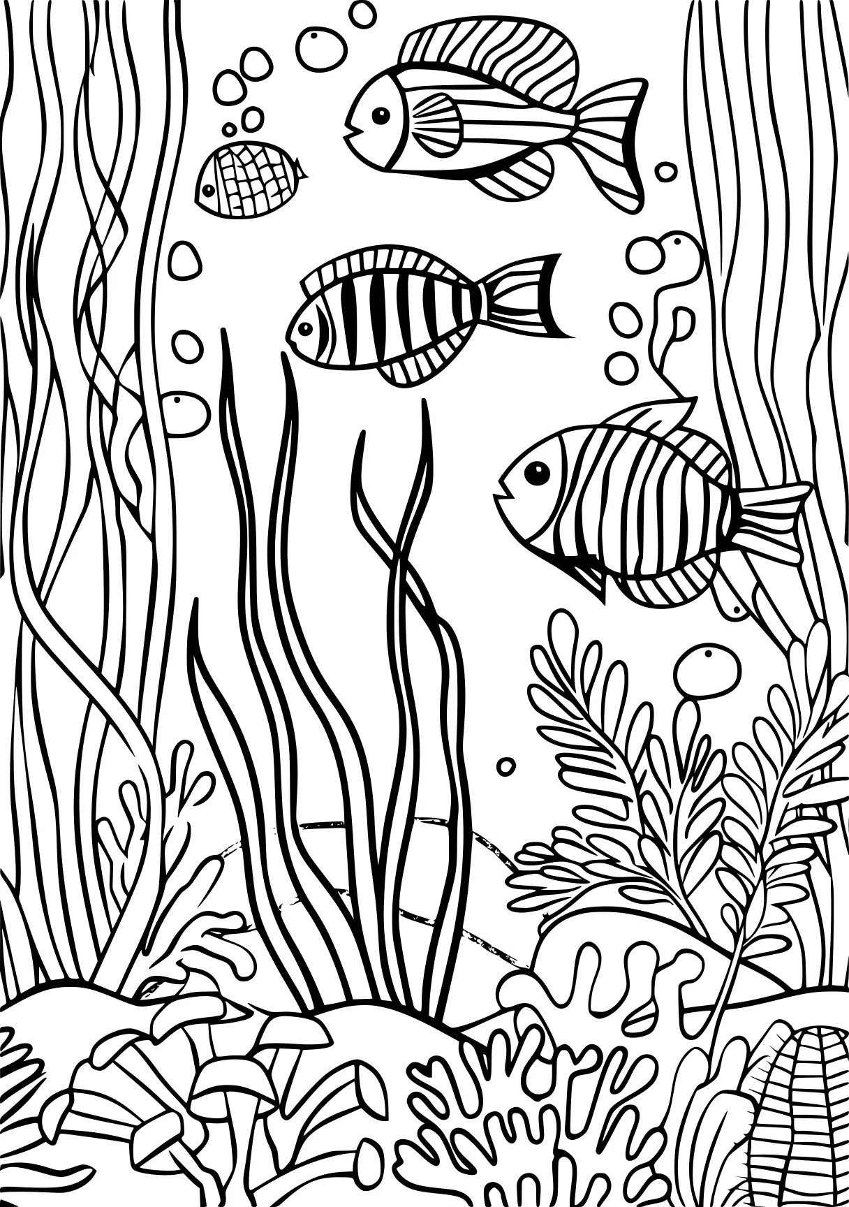 ocean coloring pages fish, aquarium, zentangle, free page downloads