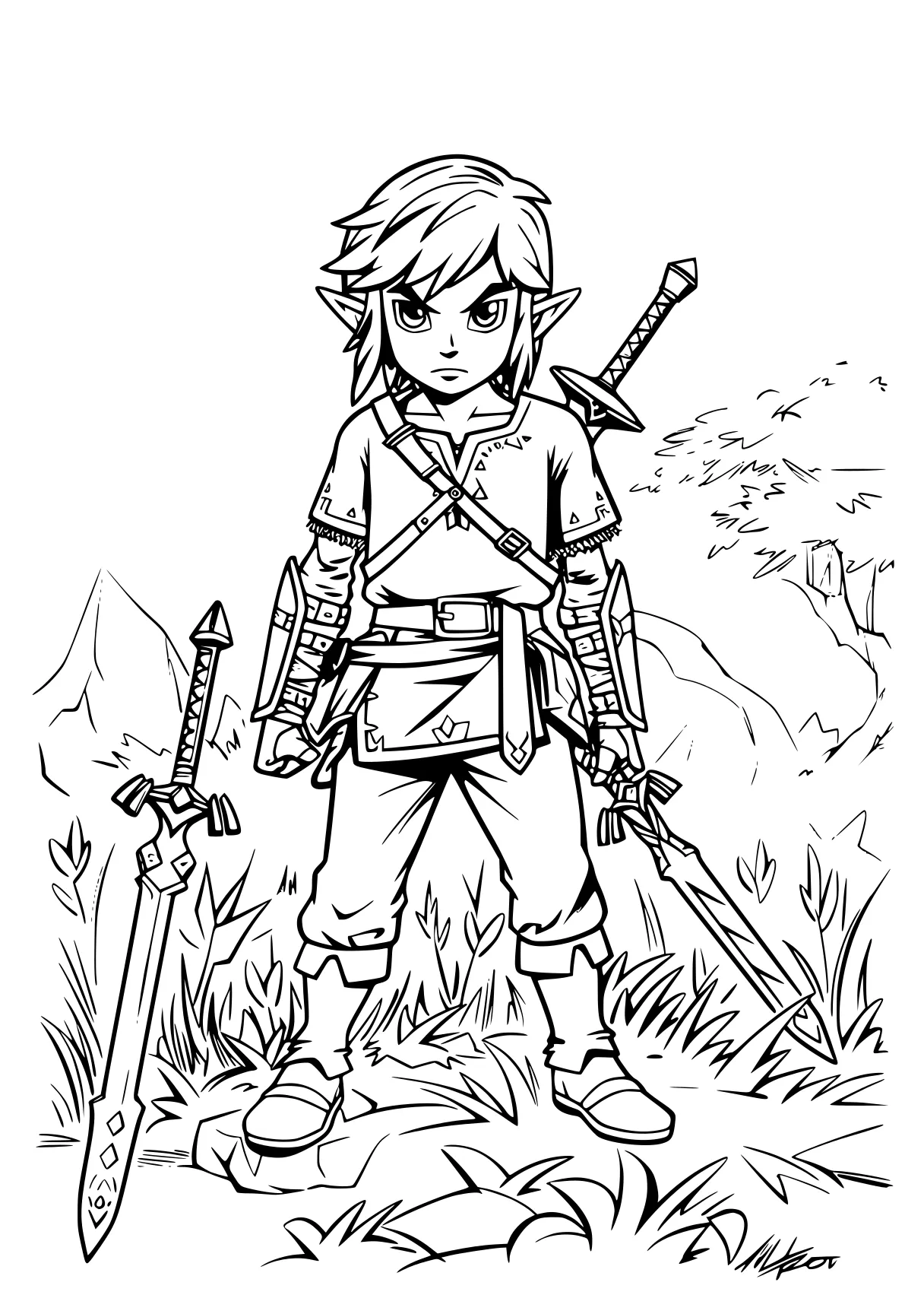 zelda coloring pages link, zelda, sword, hunter, warrior, free page downloads