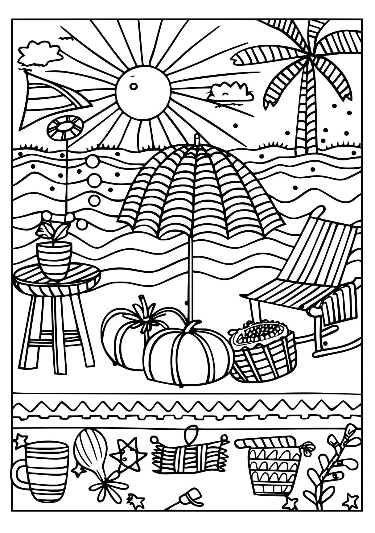 summer coloring, zentangle, colouring, printables, free page downloads