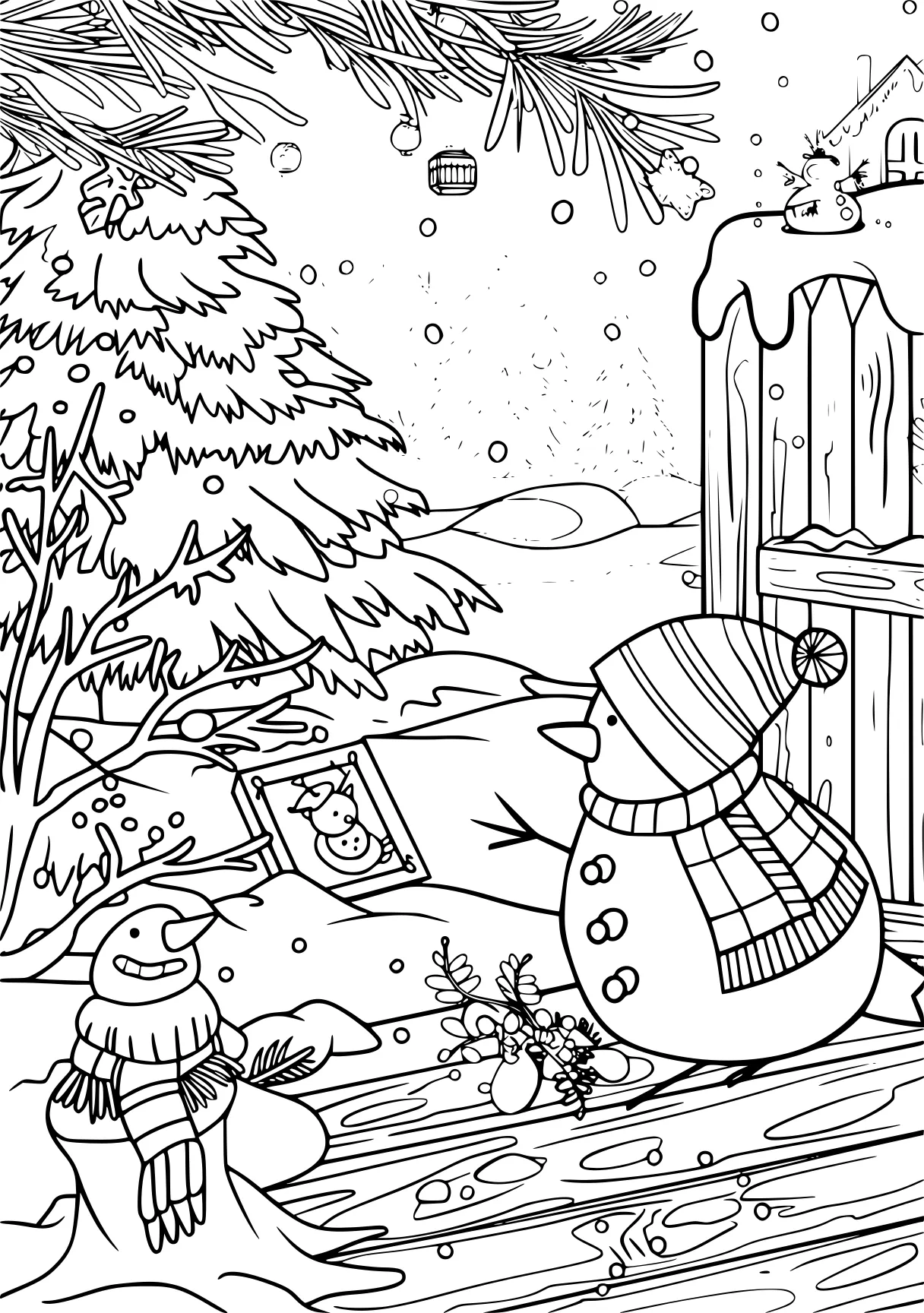 winter coloring pages, snowman, winter, december, free page downloads