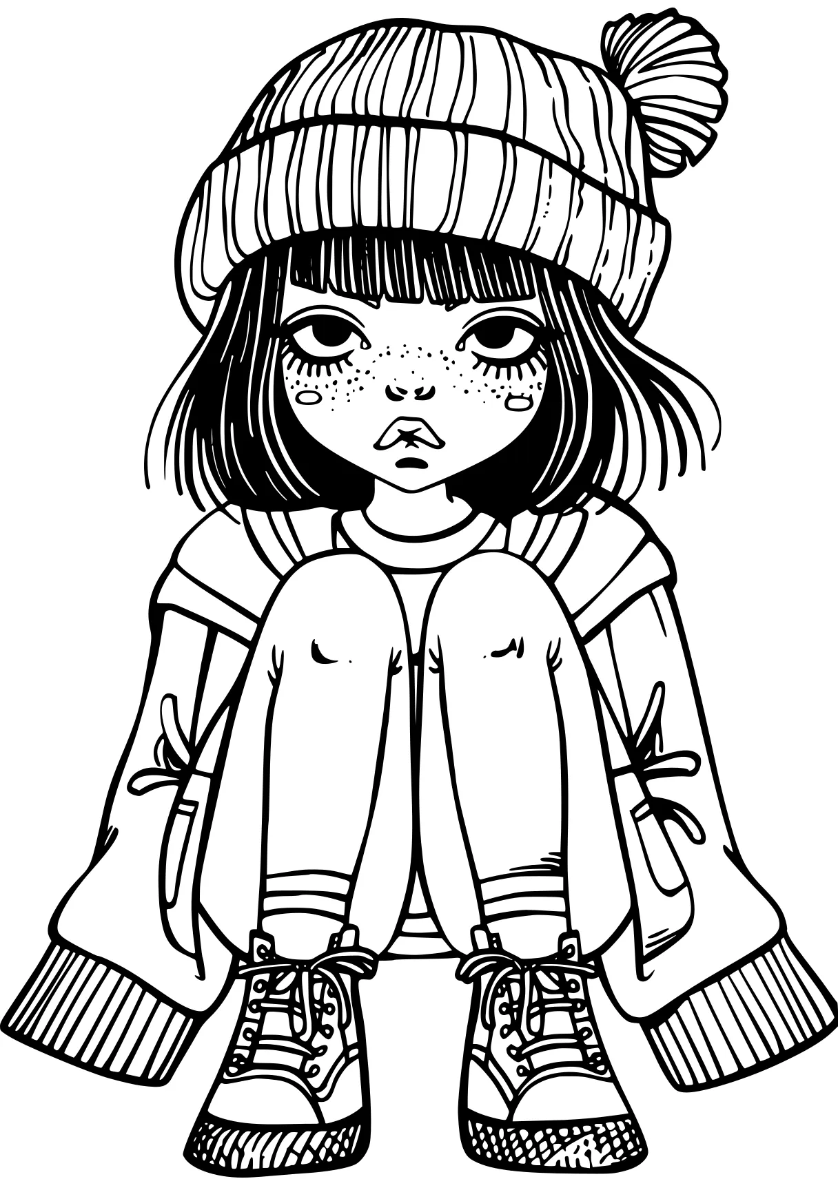 aesthetic coloring page coraline, illustrator, dora, girl, noodle, free downloads