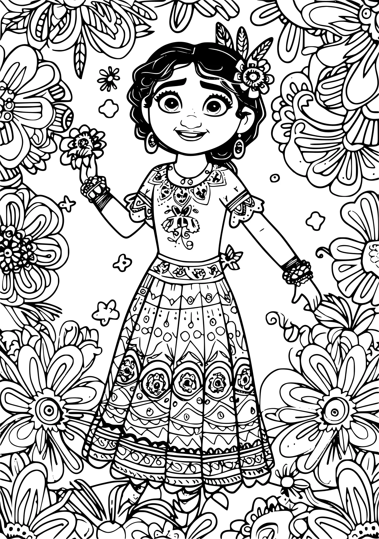 encanto coloring page rangoli, diwali, zentangle, free downloads