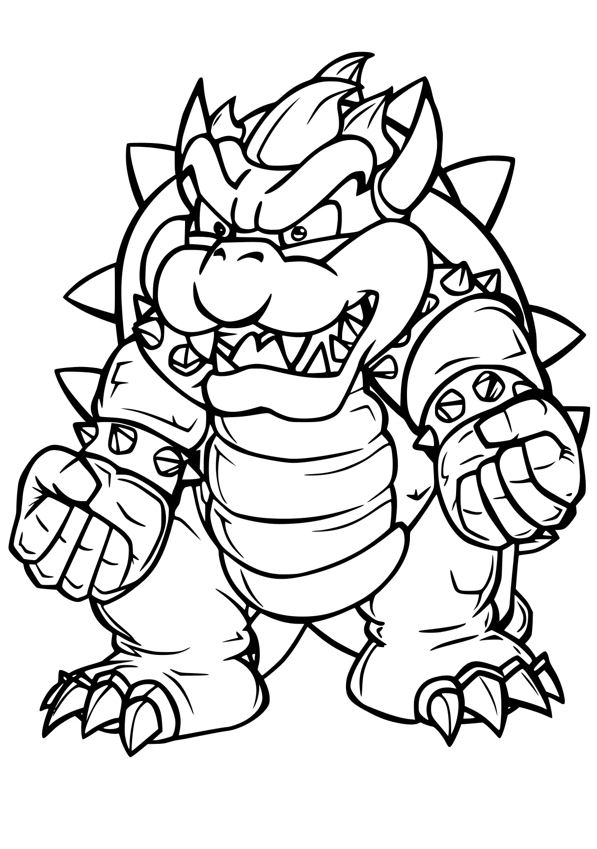 super mario coloring page bowser, mario, yoshi, toad, knuckles, free downloads