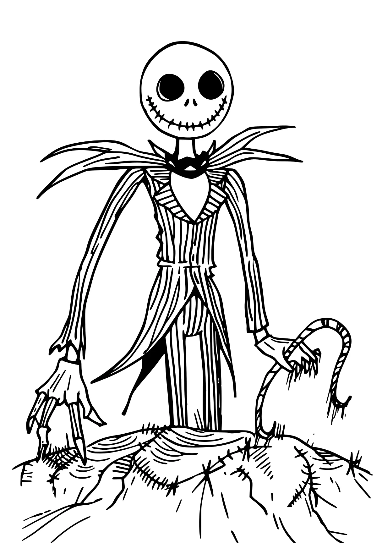 nightmare before christmas coloring page skellington, skeleton, scarecrow, muertos, addams, free downloads