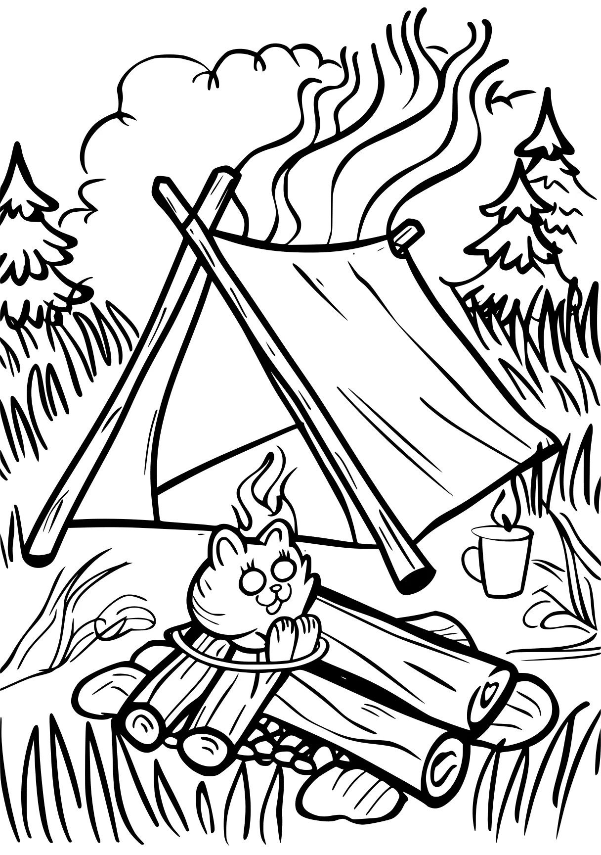 camping coloring pages camping, gnome, triangle, free page downloads