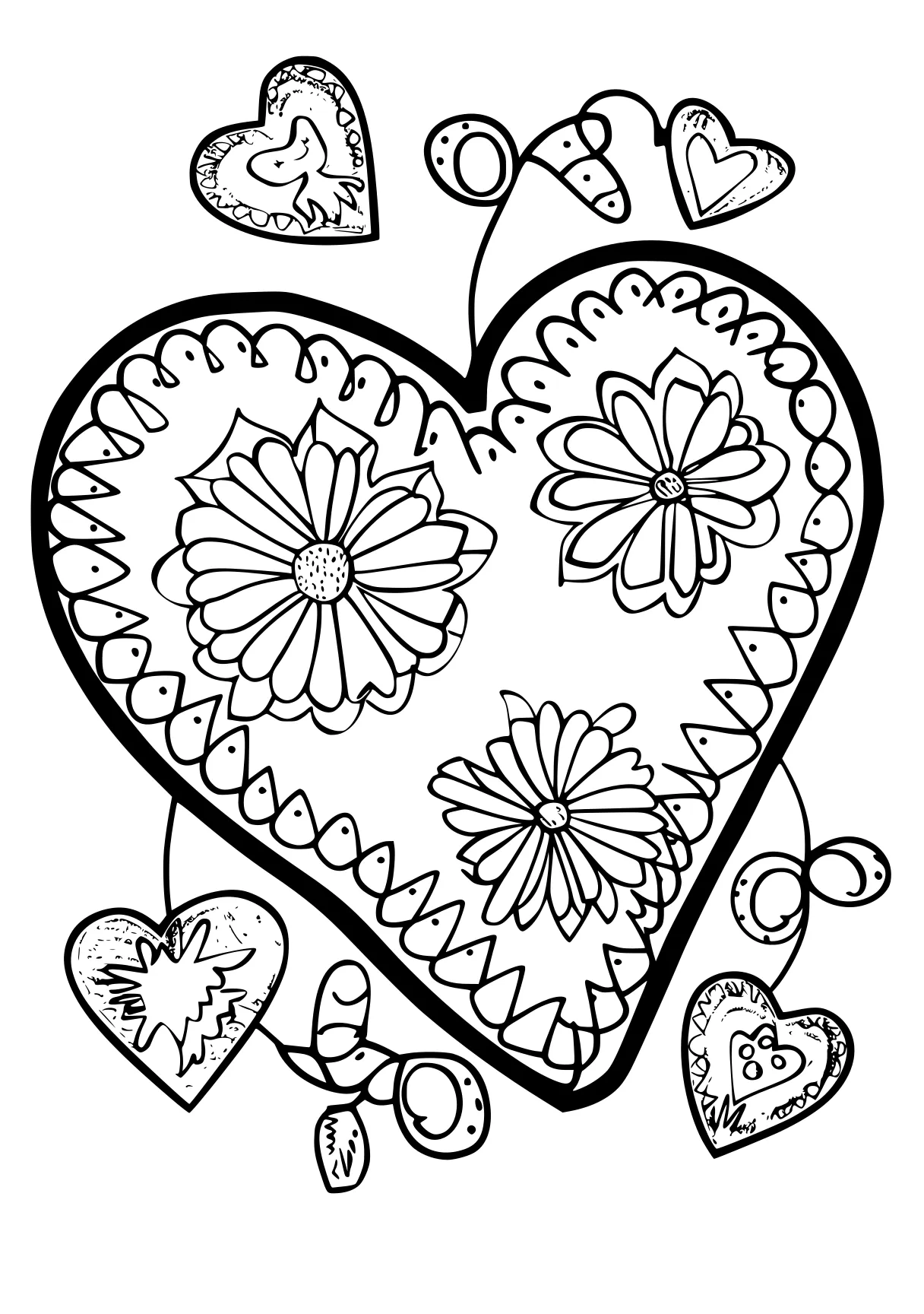 valentines coloring pages zentangle, heart, printables, free page downloads