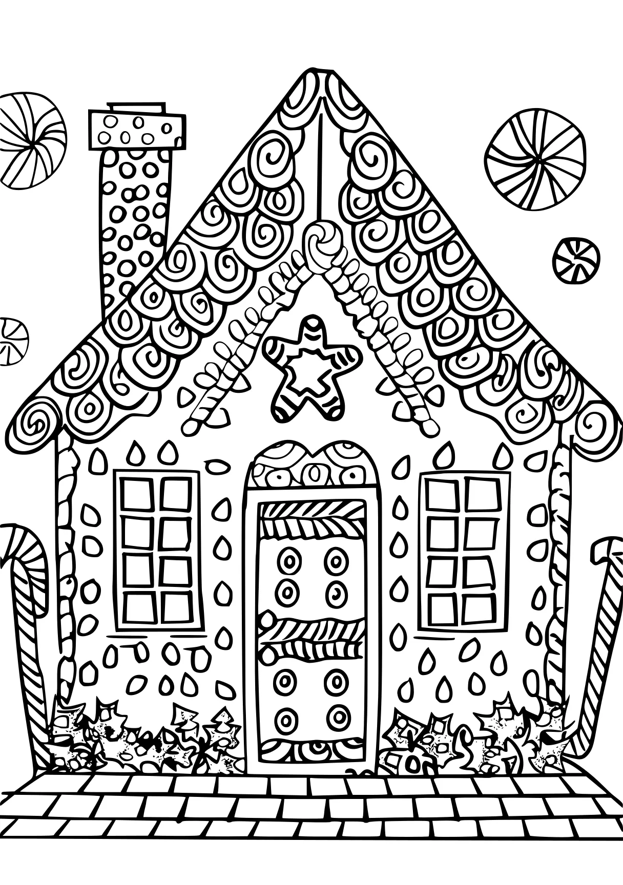 gingerbread house coloring page, zentangle, ornament, gingerbread, free downloads