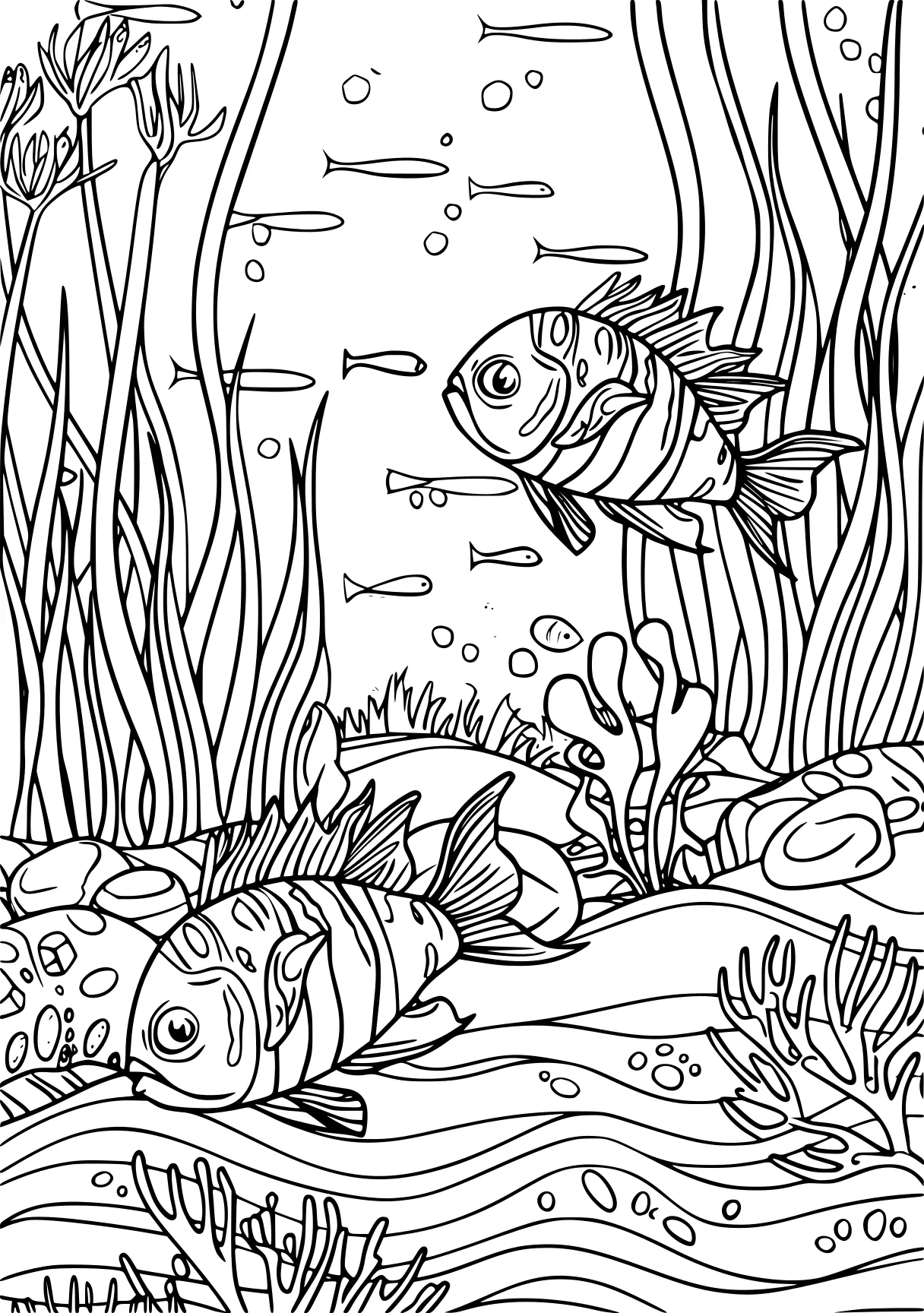 ocean coloring pages, guppies, fish, pencils, free page downloads