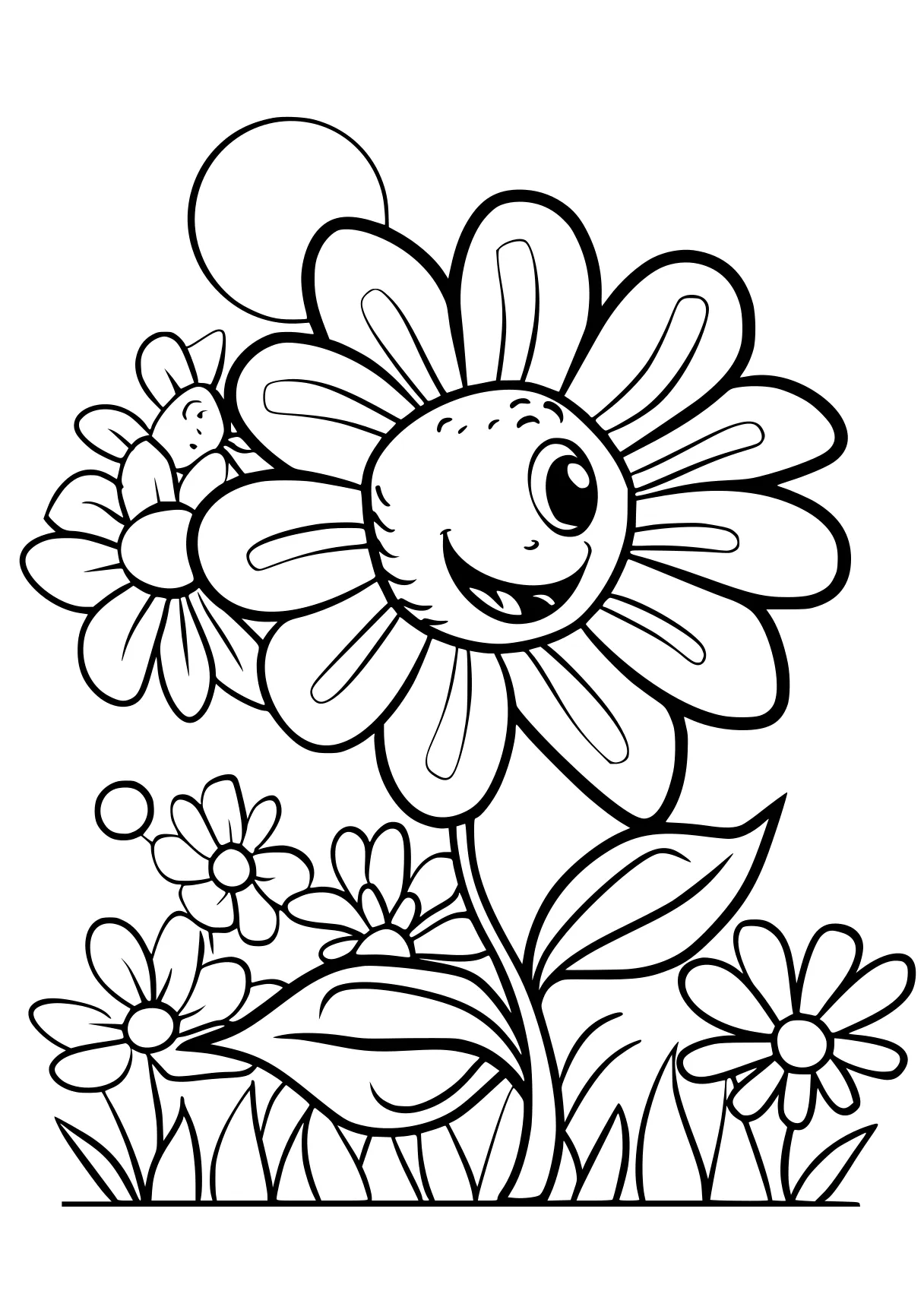 simple coloring pages, flower, sunflower, daisy, free page downloads