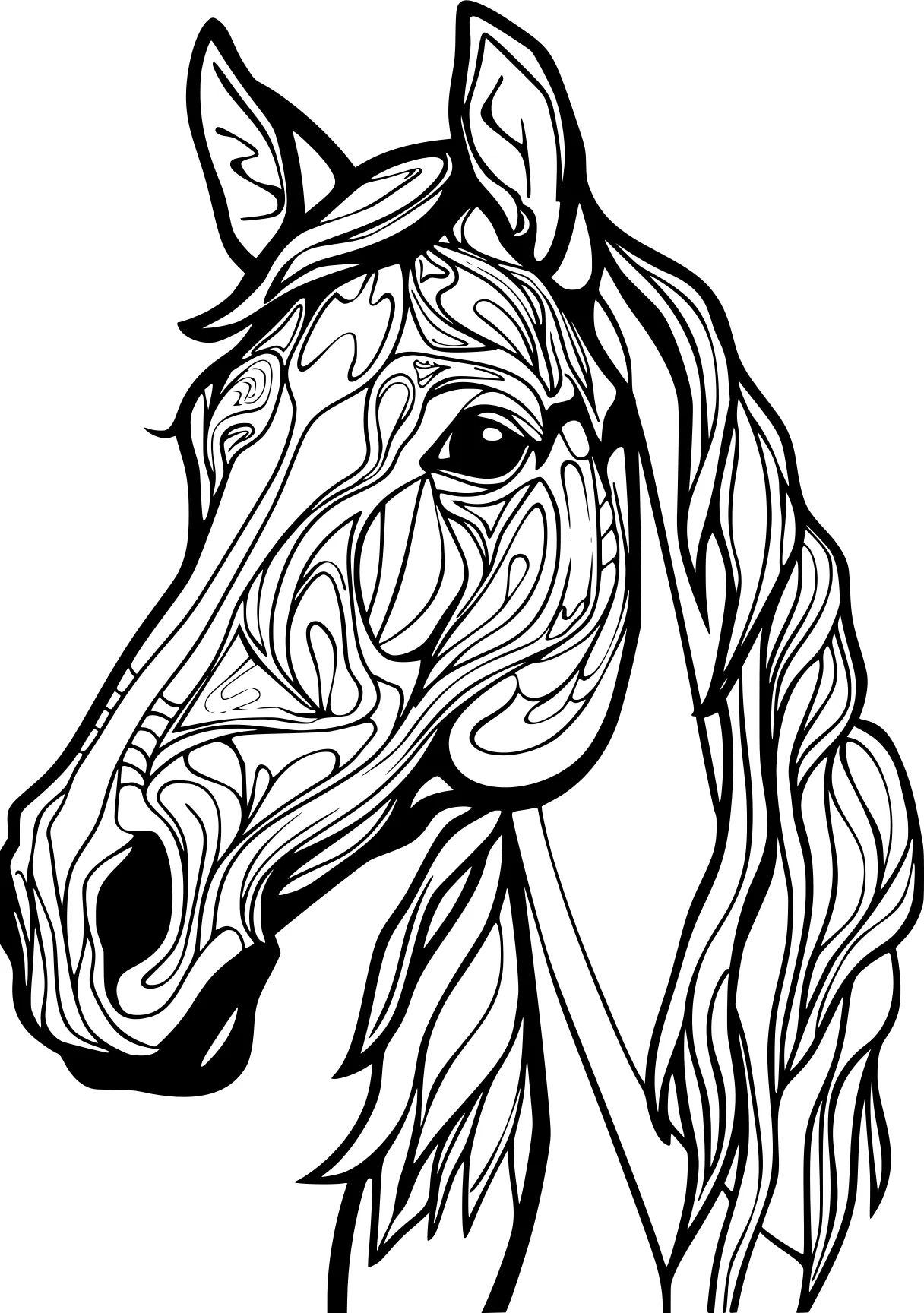 horse colouring horse, unicorn, illustrator, free coloring page downloads