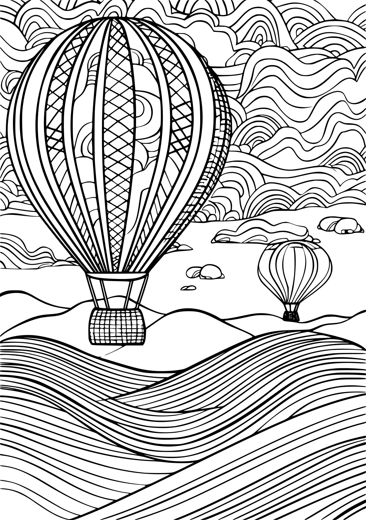 adult coloring printable, zentangle, balloons, illustrator, free page downloads