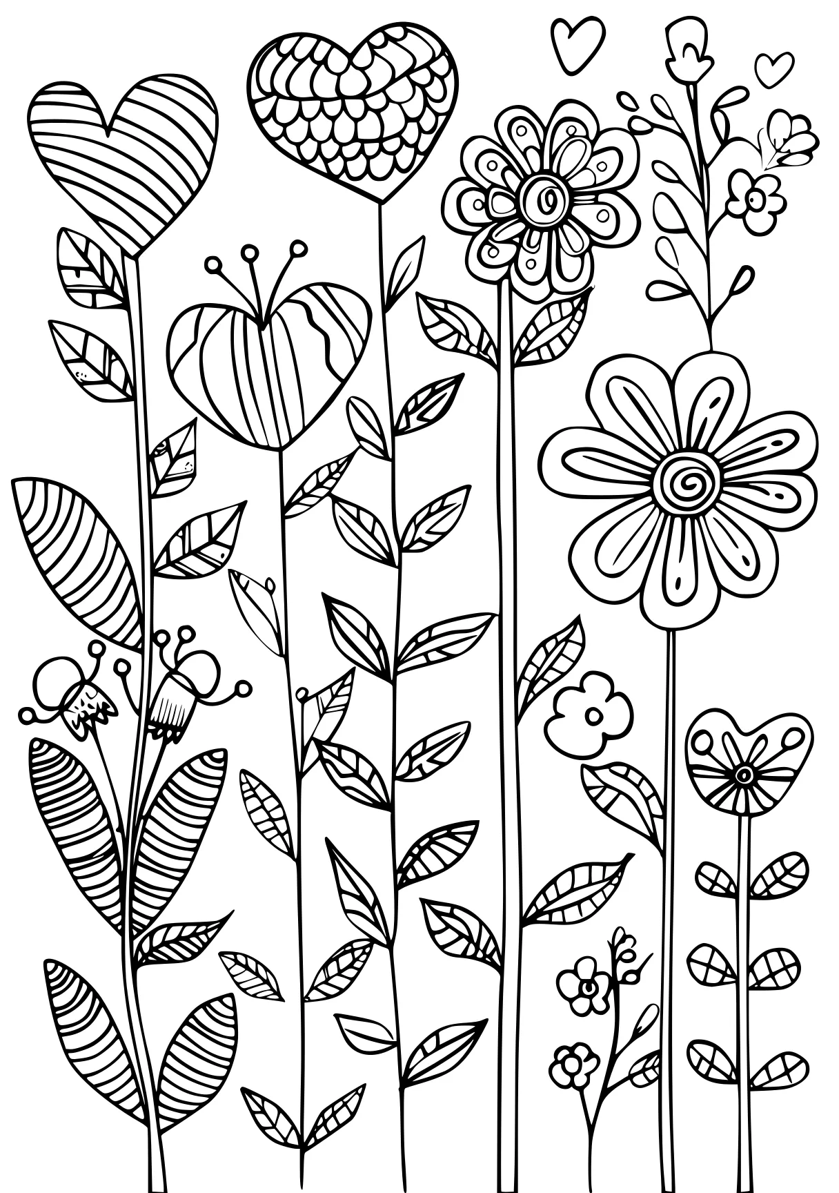 free coloring pages valentines day, zentangle, flowers, pattern, page downloads