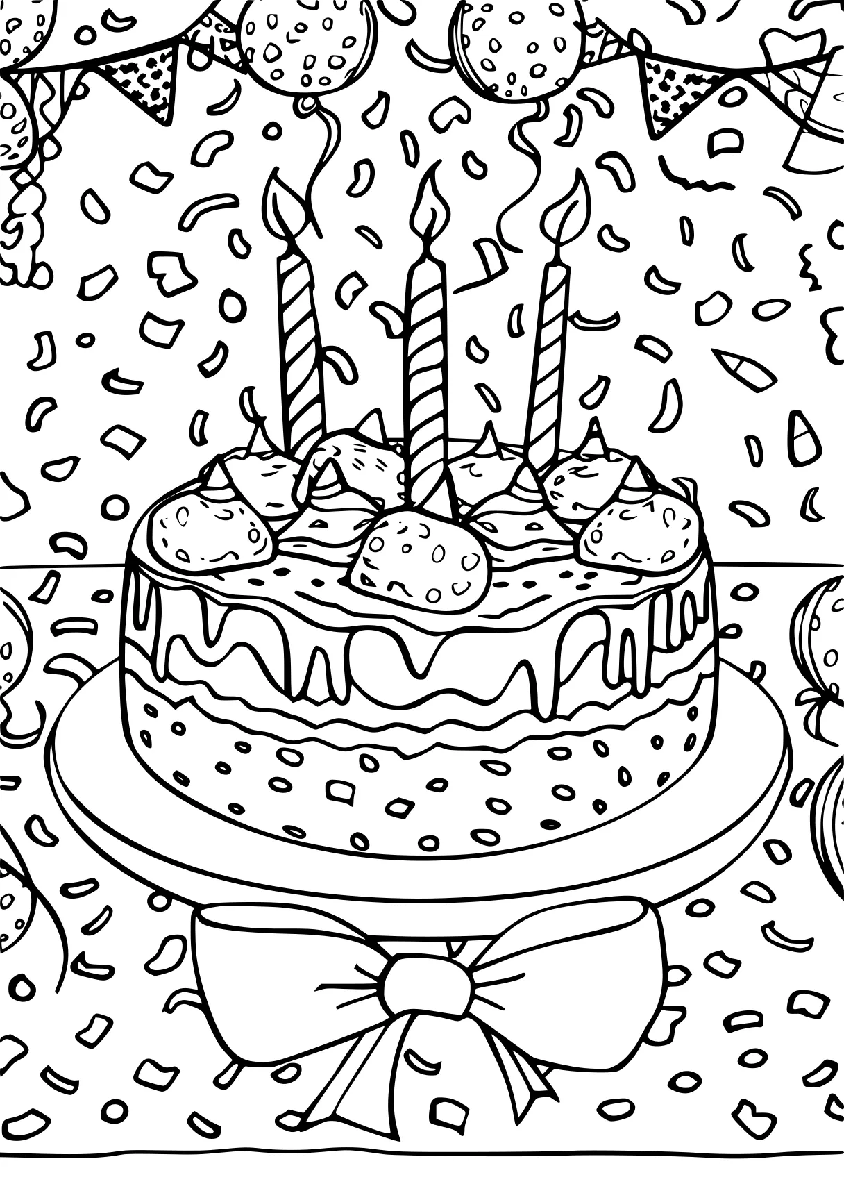 birthday coloring page, birthday, cake, printables, free downloads