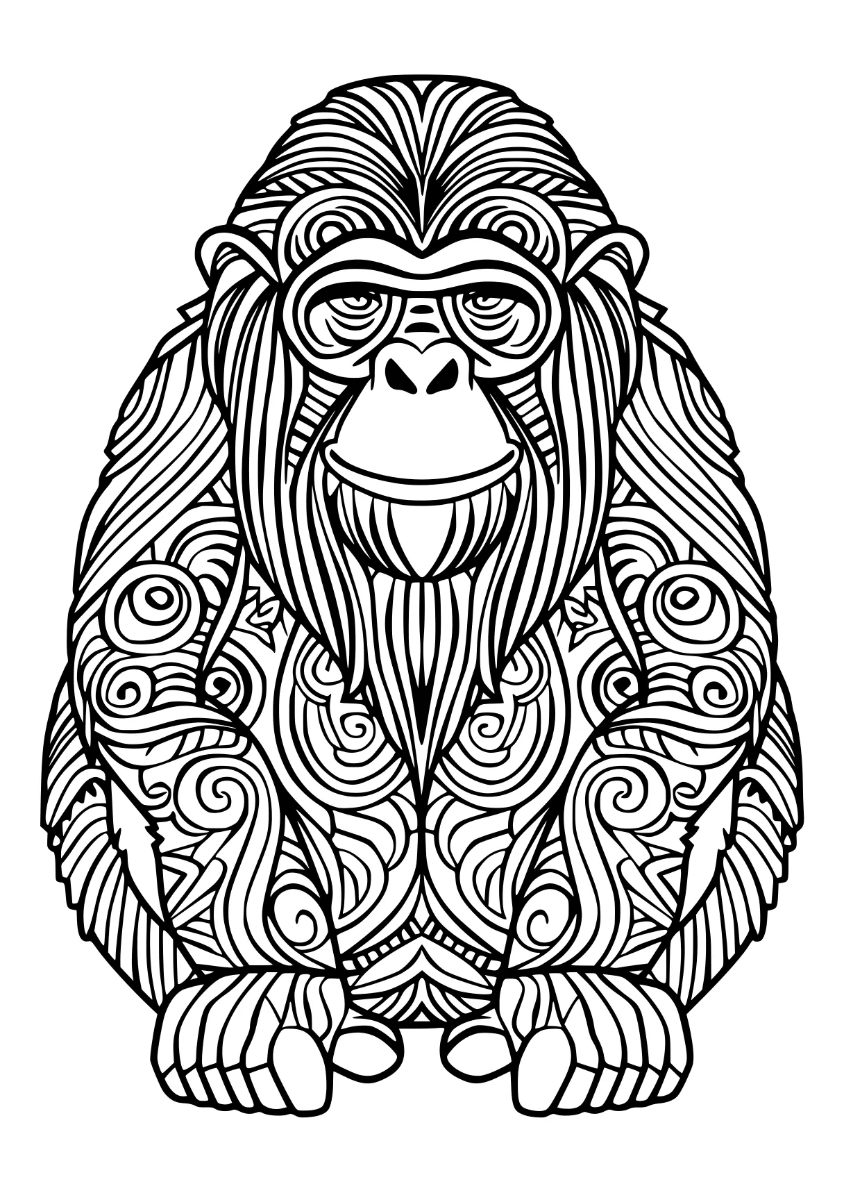 hardest coloring pages monkey, gorilla, kong, lion, free page downloads