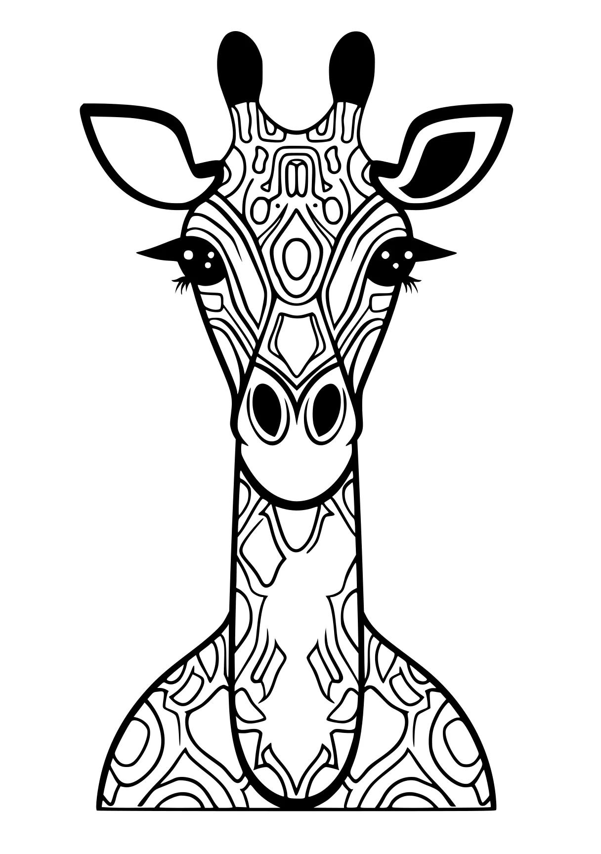 coloring pages for animals giraffe, deer, llama, zentangle, free page downloads