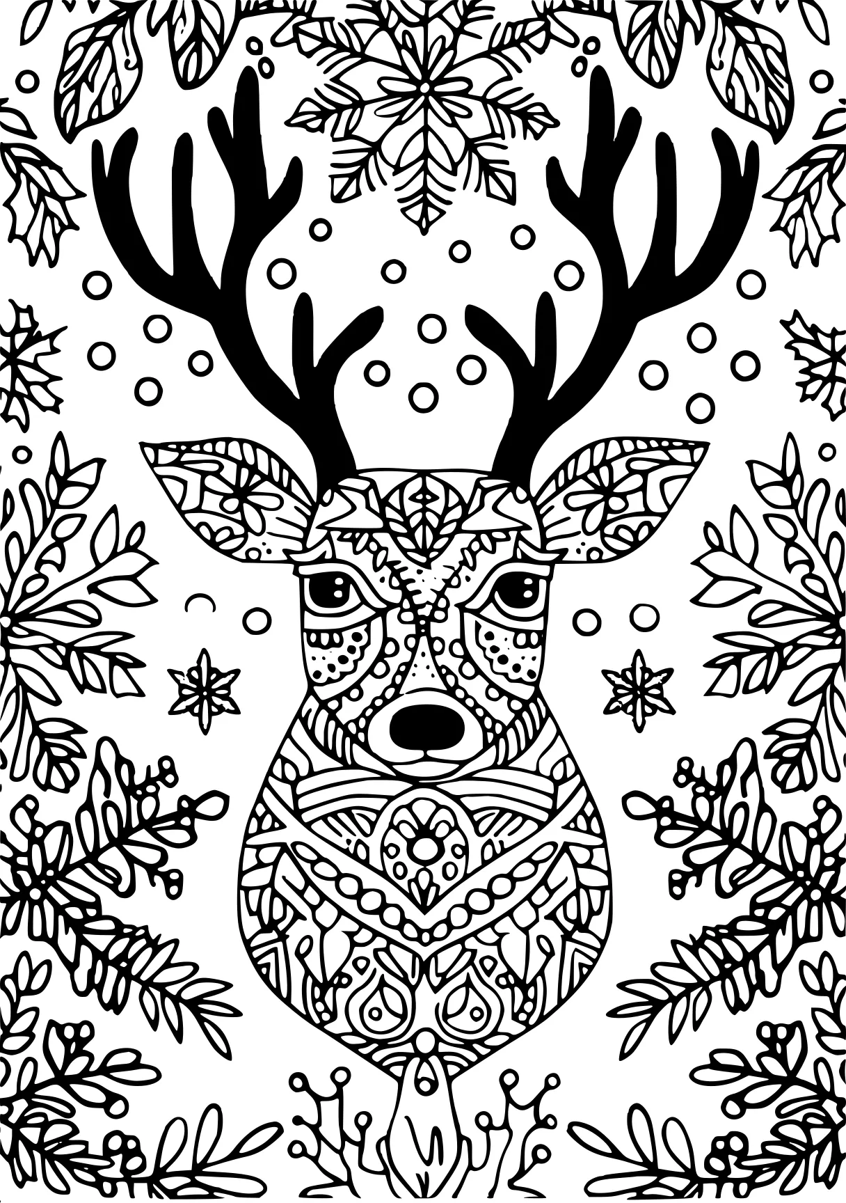 holiday coloring pages deer, rudolph, reindeer, free page downloads